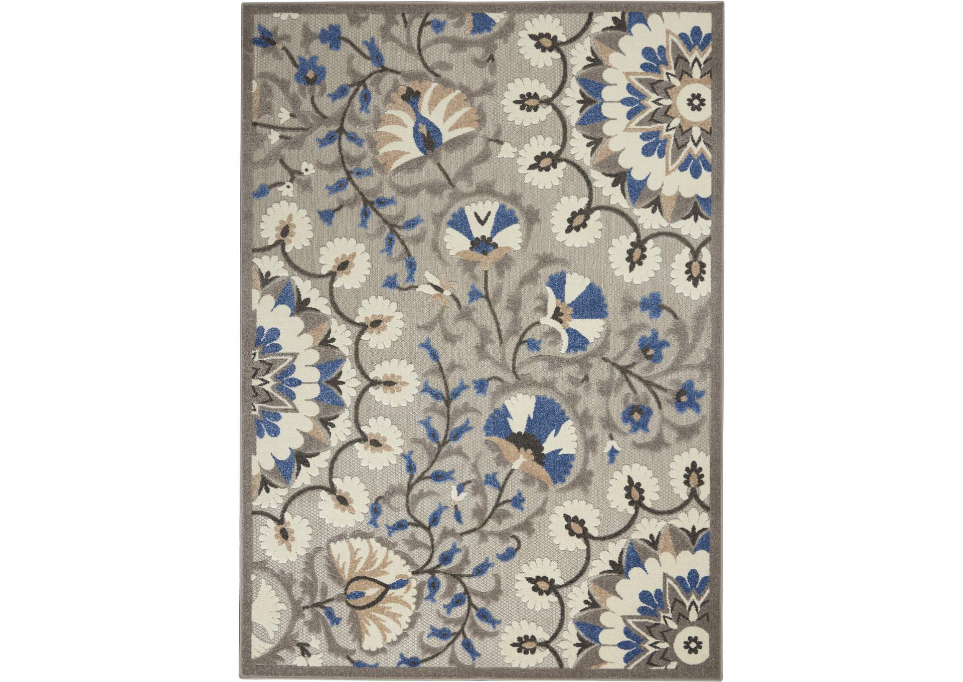 Nourison Aloha 4'x6' Grey Patio Area Rug,Nourison