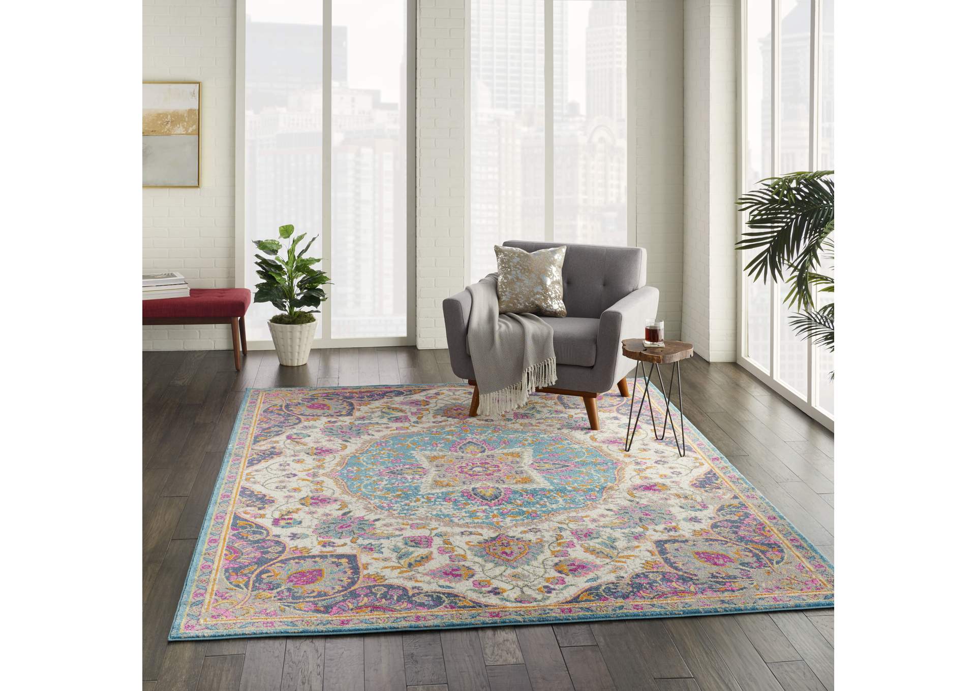 Nourison Passion Bohemian Ivory Multi Colored Area Rug,Nourison