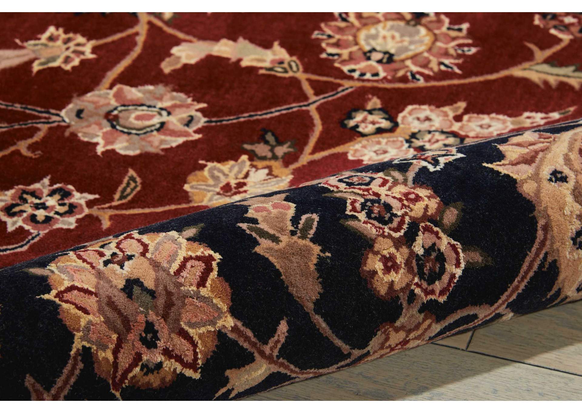 Nourison 2000 2002 Dark Red Multicolor 8' Round Area Rug,Nourison