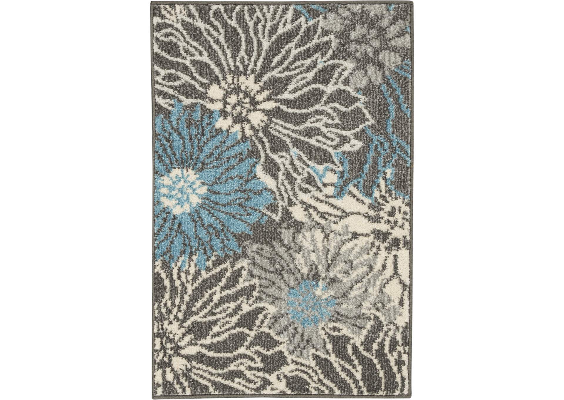 Nourison Passion 2' x 3' Charcoal and Blue Area Rug,Nourison