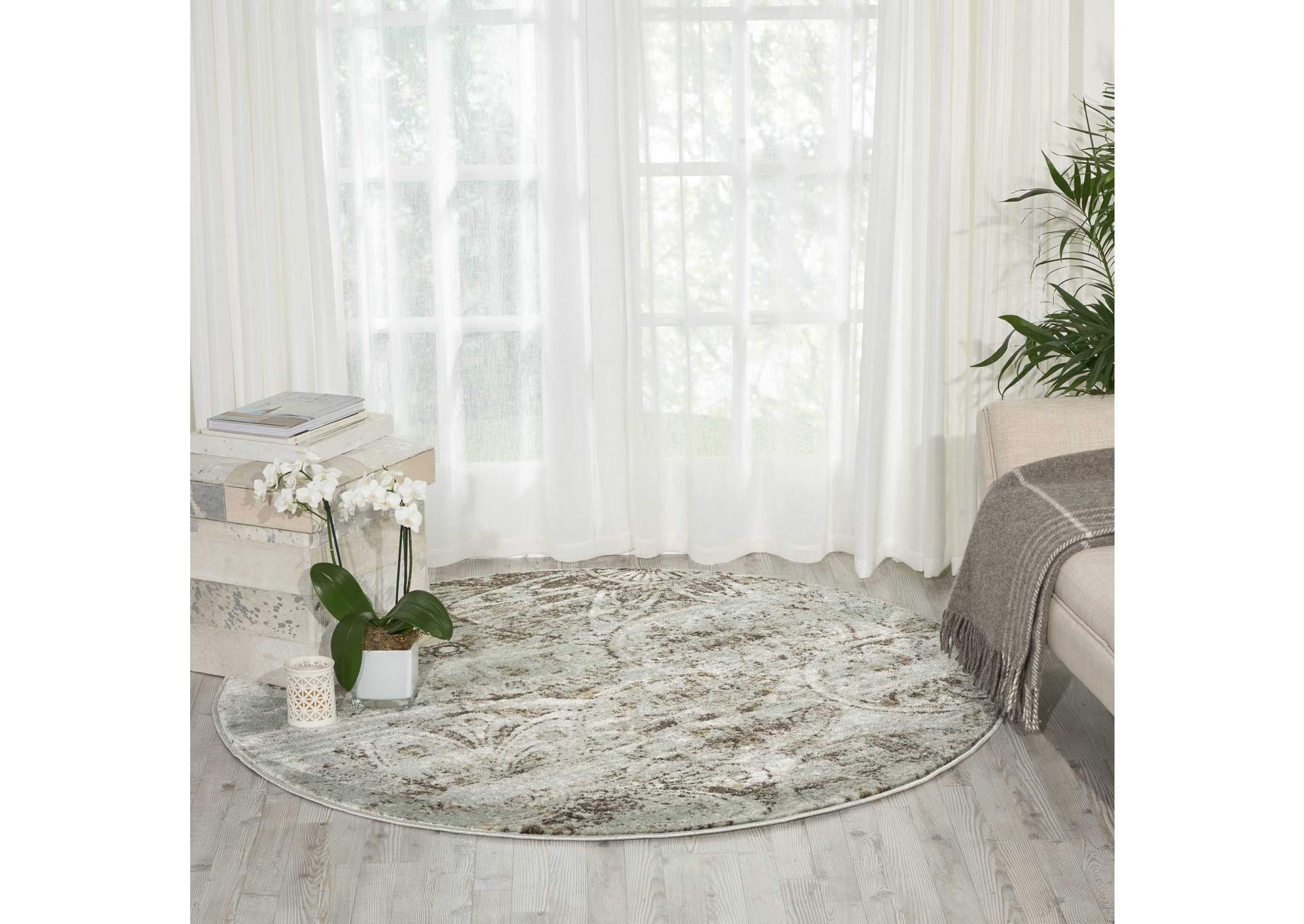 Nourison Euphoria EUP03 Grey 8' Round Large Rug,Nourison
