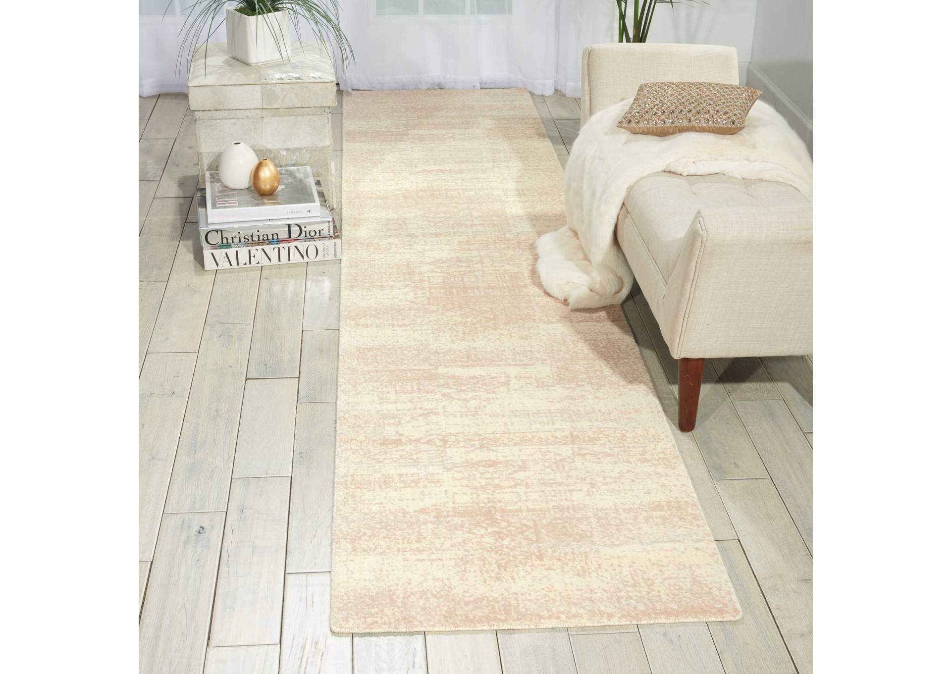 Nourison Silk Elements SKE21 White 10' Runner Hallway Rug,Nourison