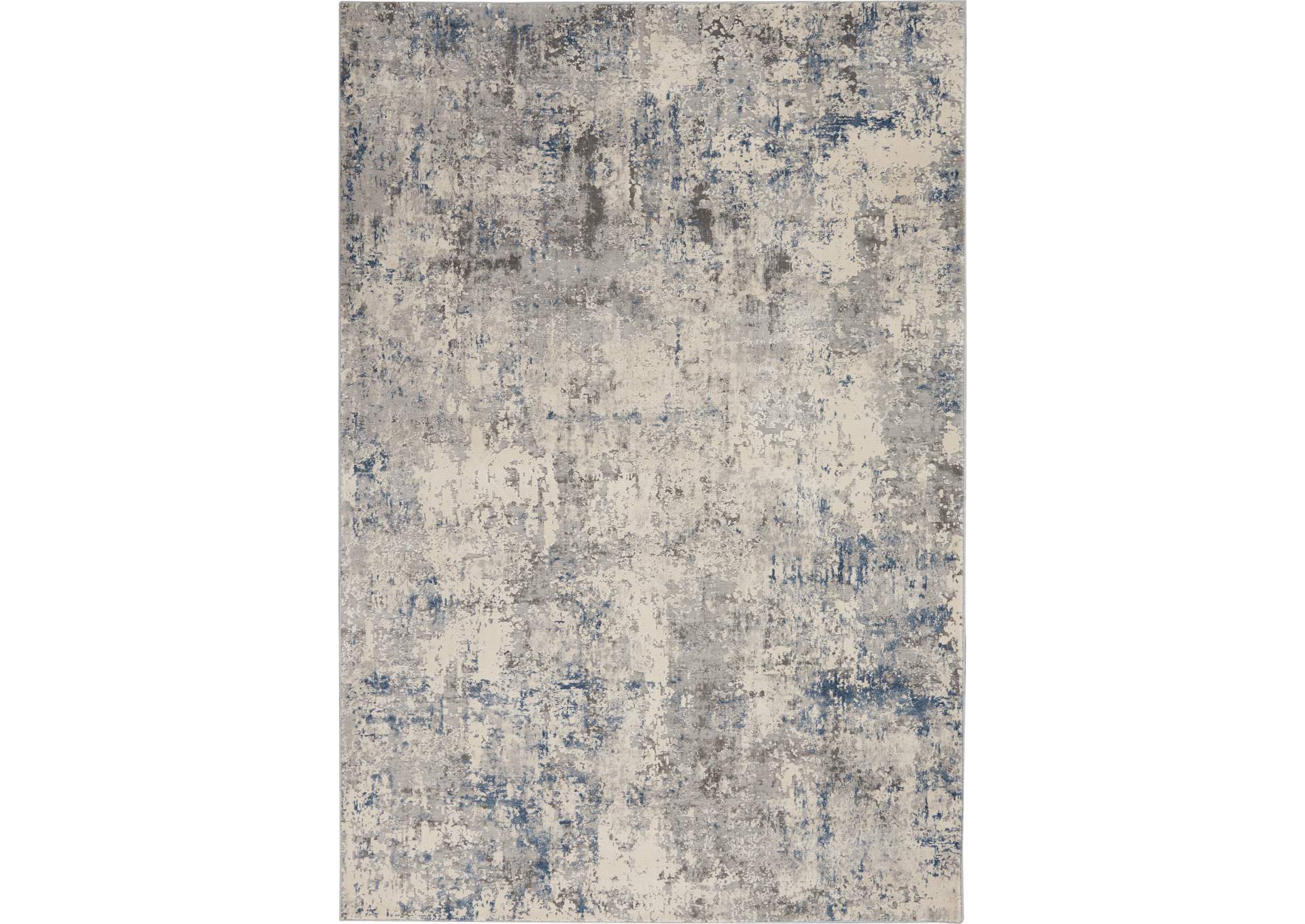 Nourison Rustic Textures RUS07 Slate Blue and Ivory 4'x6' Abstract Area Rug,Nourison