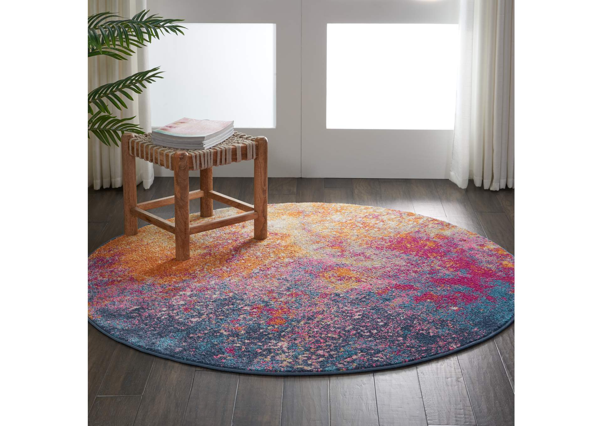 Nourison Passion PSN10 Multicolor 5' Round Colorful Area Rug,Nourison