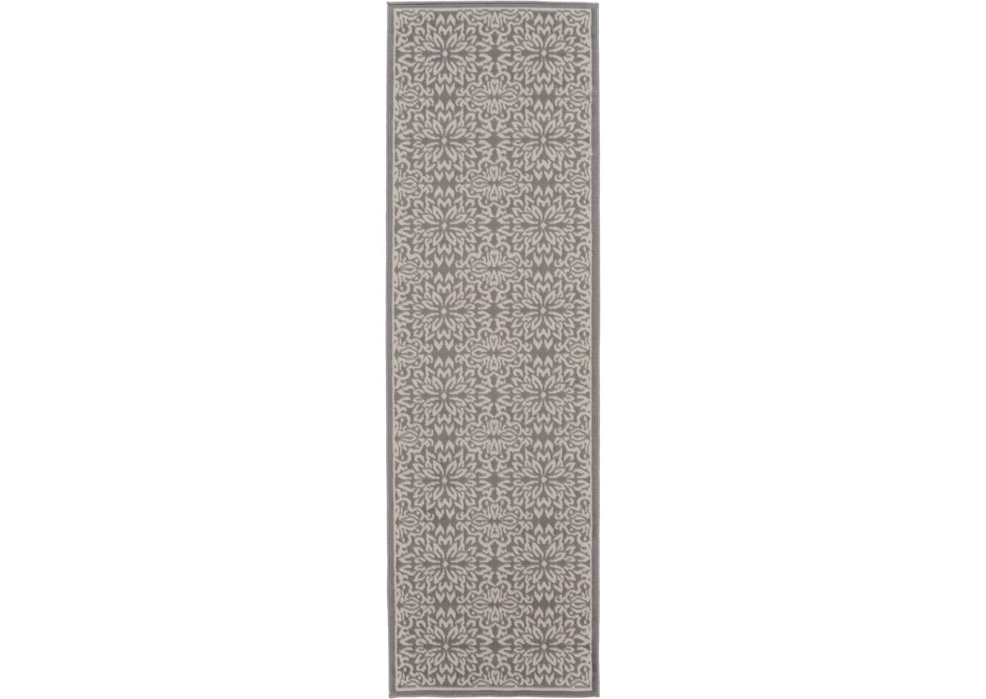 Nourison Jubilant JUB06 Grey 7' Runner Low-pile Hallway Rug,Nourison