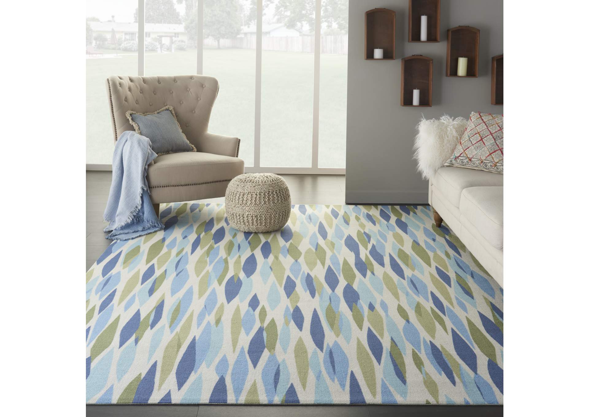 Waverly Sun N Shade SND01 Green 8'x11' Rug,Nourison