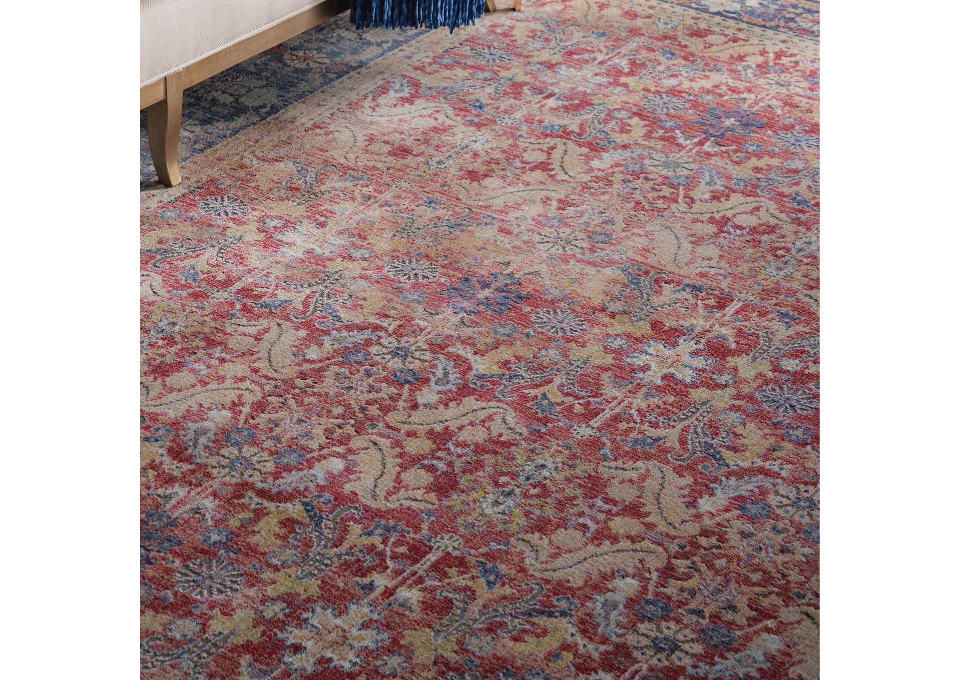 Nourison Ankara Global ANR02 Red and Blue Multicolor 9'x12' Oversized Low-pile Rug,Nourison