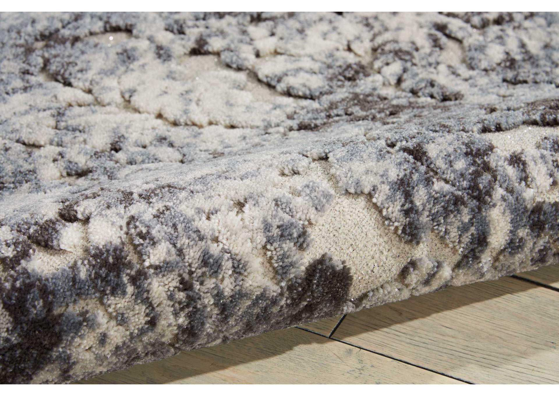 Michael Amini Gleam MA603 Grey and White 4'x6' Area Rug,Nourison