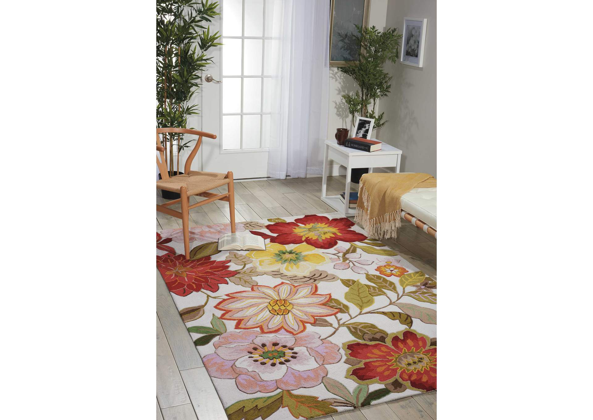 Nourison Fantasy FA18 White Multicolor 4'x6' Area Rug,Nourison