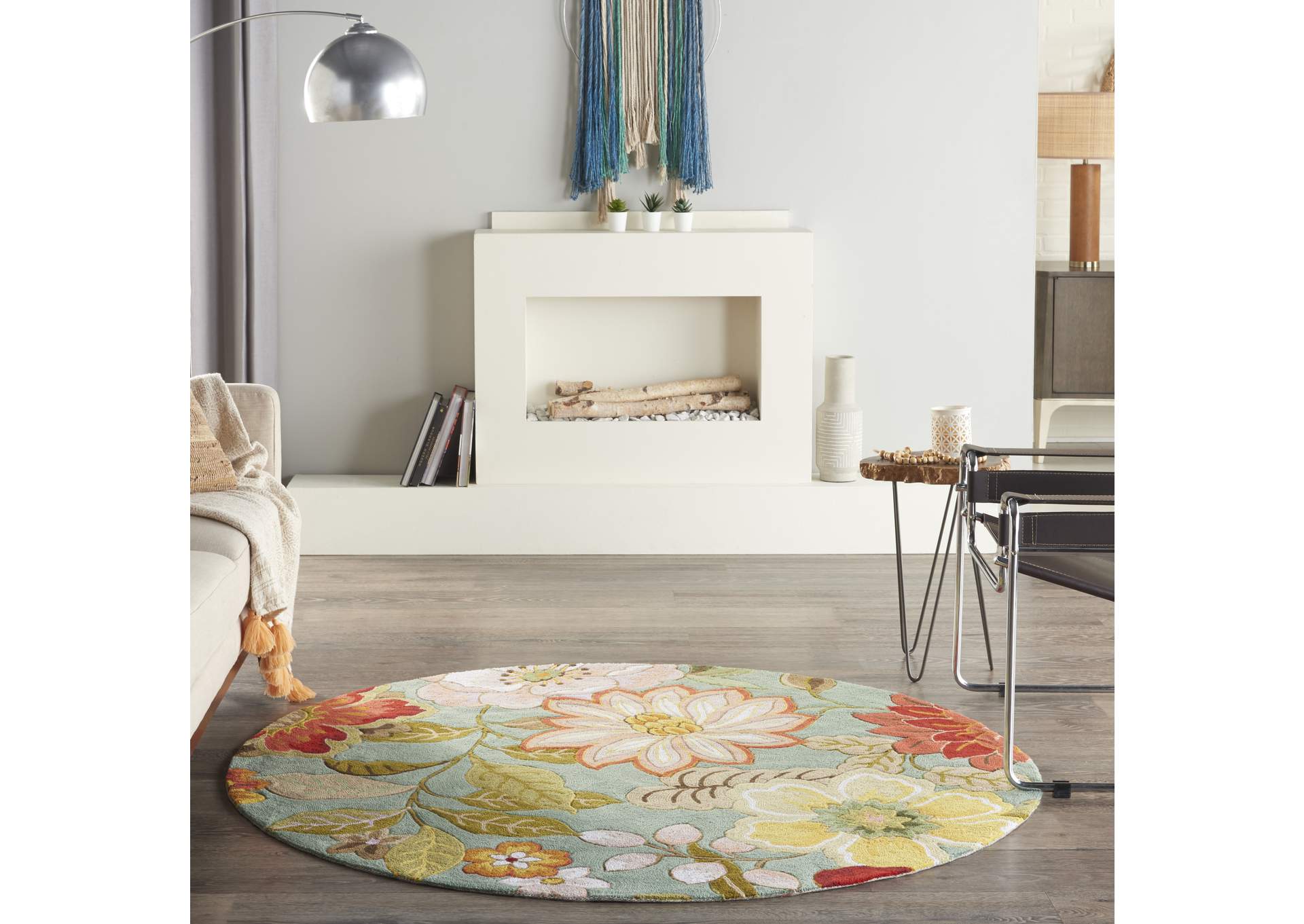 Nourison Fantasy FA18 Blue 6' Round Area Rug,Nourison