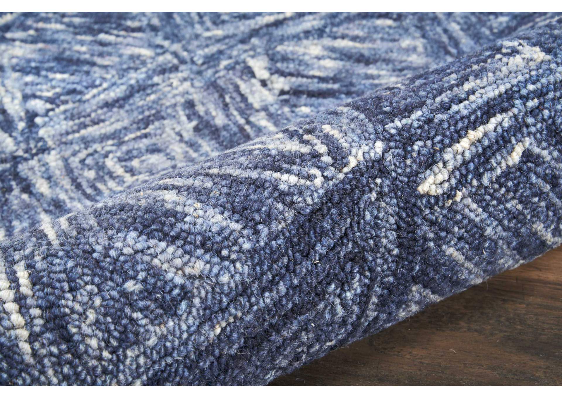 Nourison Linked Blue 8' Runner Wool Hallway Rug,Nourison