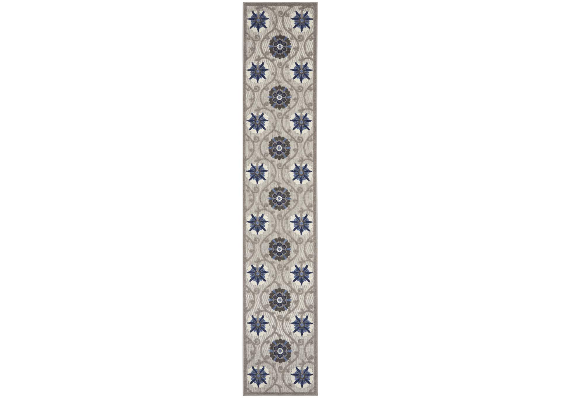 Nourison Aloha 12' Runner Grey Patio Area Rug,Nourison