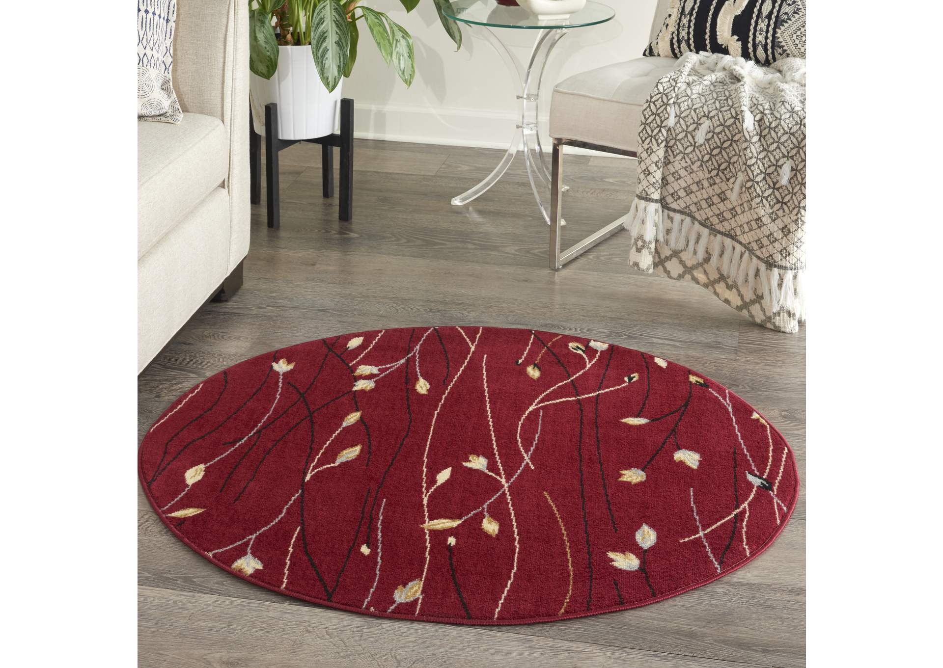 Nourison Grafix GRF15 Red 4' Round Area Rug,Nourison