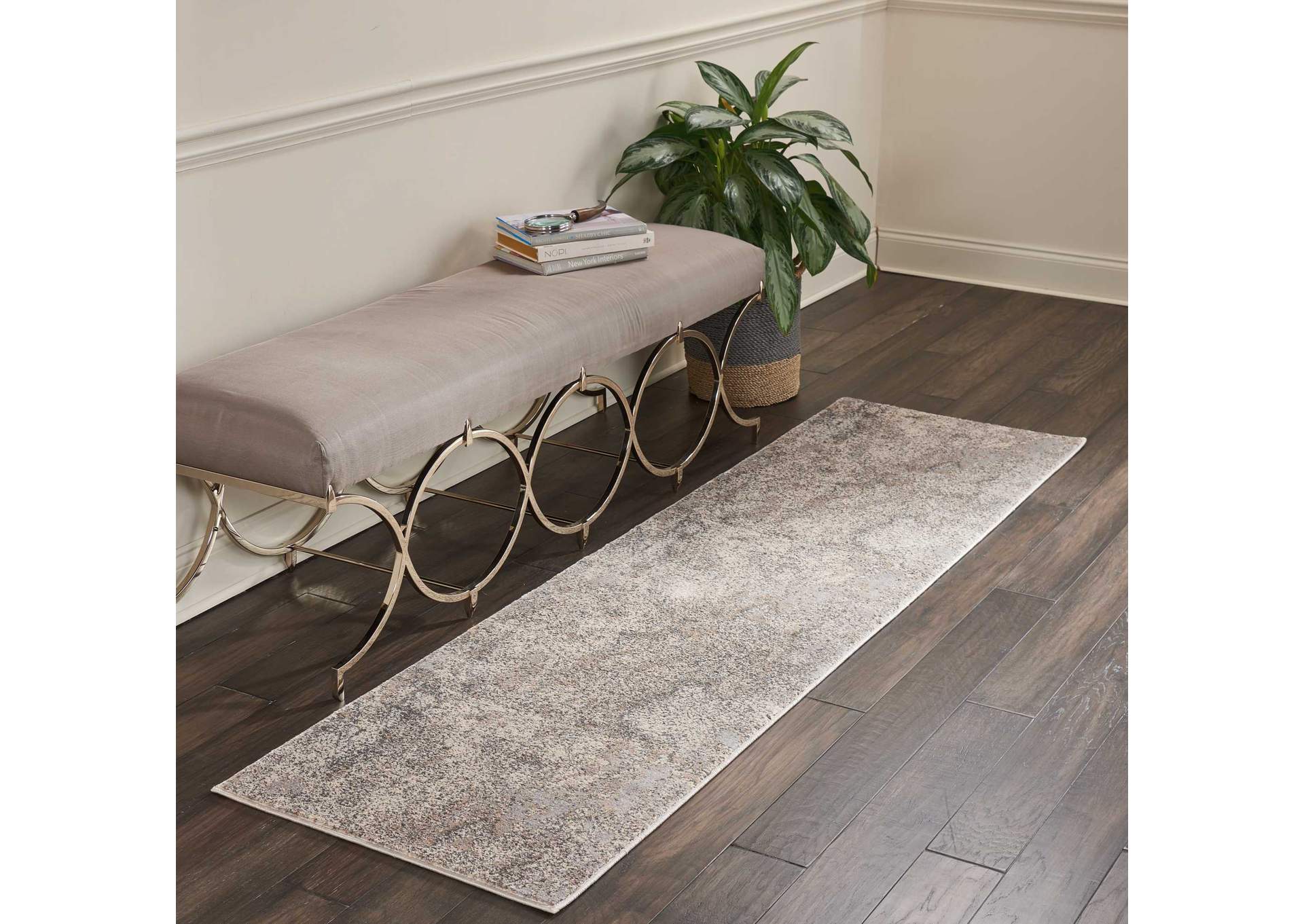 kathy ireland Home Heritage KI352 Grey 8' Runner Hallway Rug,Nourison