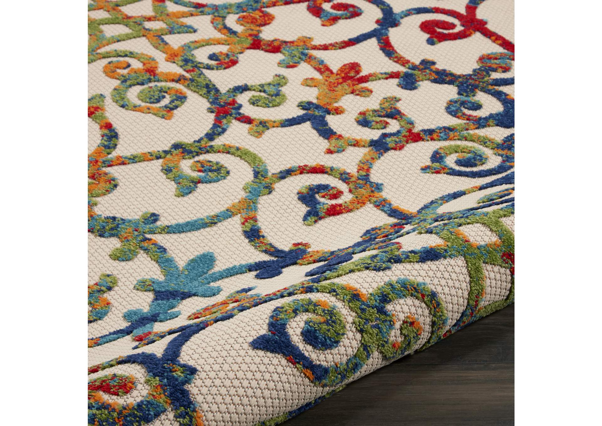 Nourison Aloha ALH21 8' Round Multicolor Easy-care Indoor-outdoor Rug,Nourison