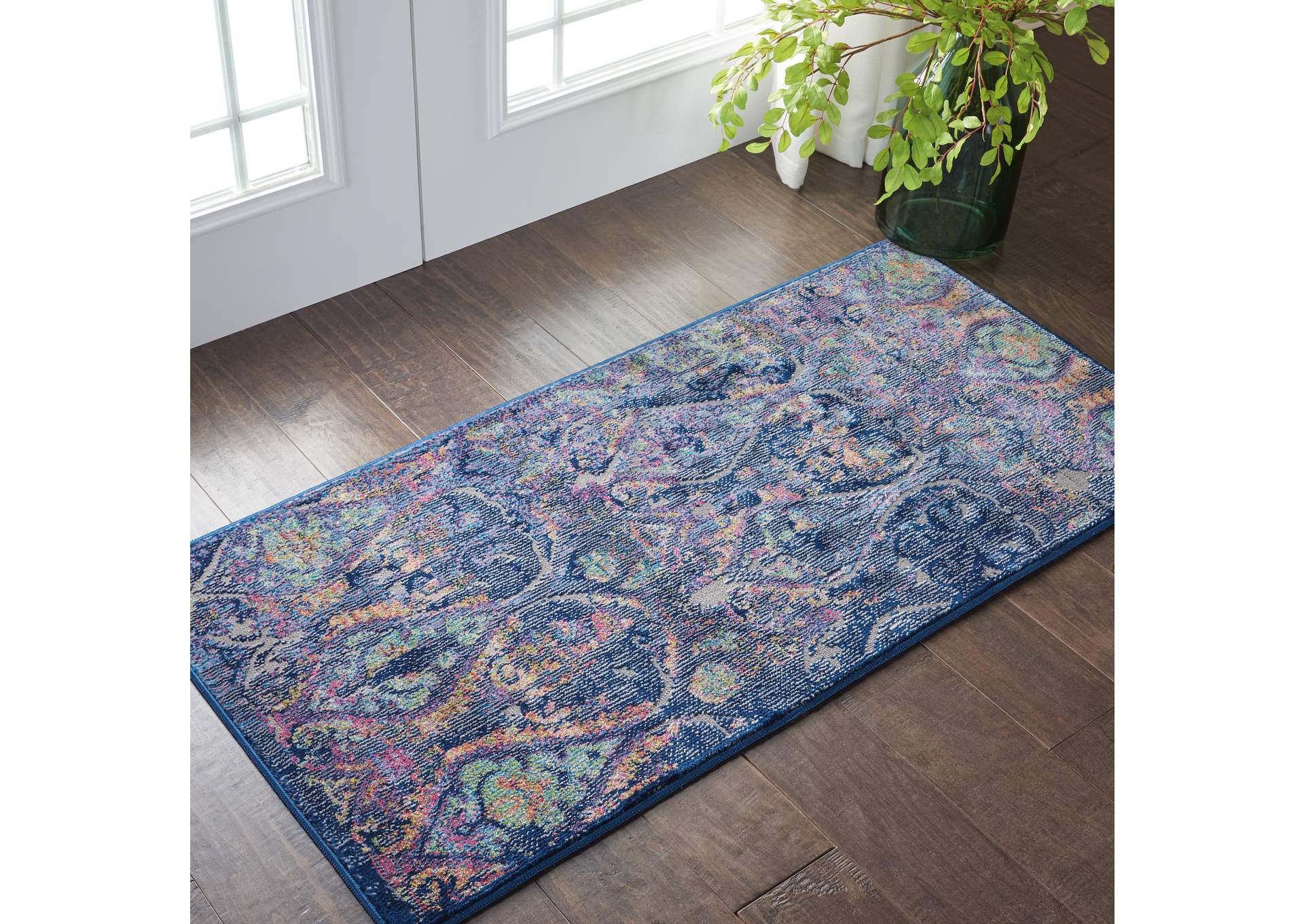 Nourison Ankara Global ANR08 Navy Blue Multicolor Moroccan Area Rug,Nourison