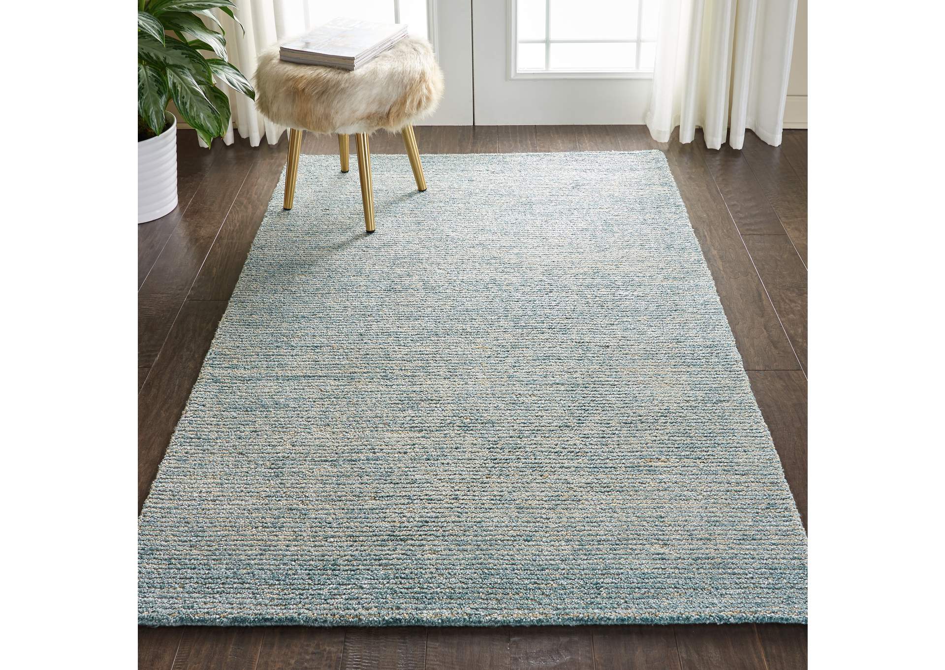 Nourison Weston WES01 Light Blue 4'x6' Contemporary Area Rug,Nourison