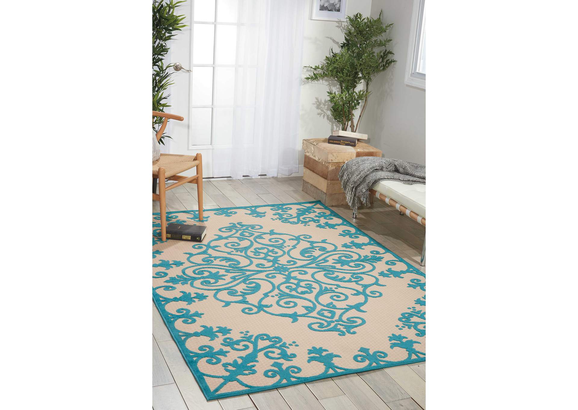 Nourison Aloha ALH12 Aqua 4'x6' Indoor-outdoor Area Rug,Nourison