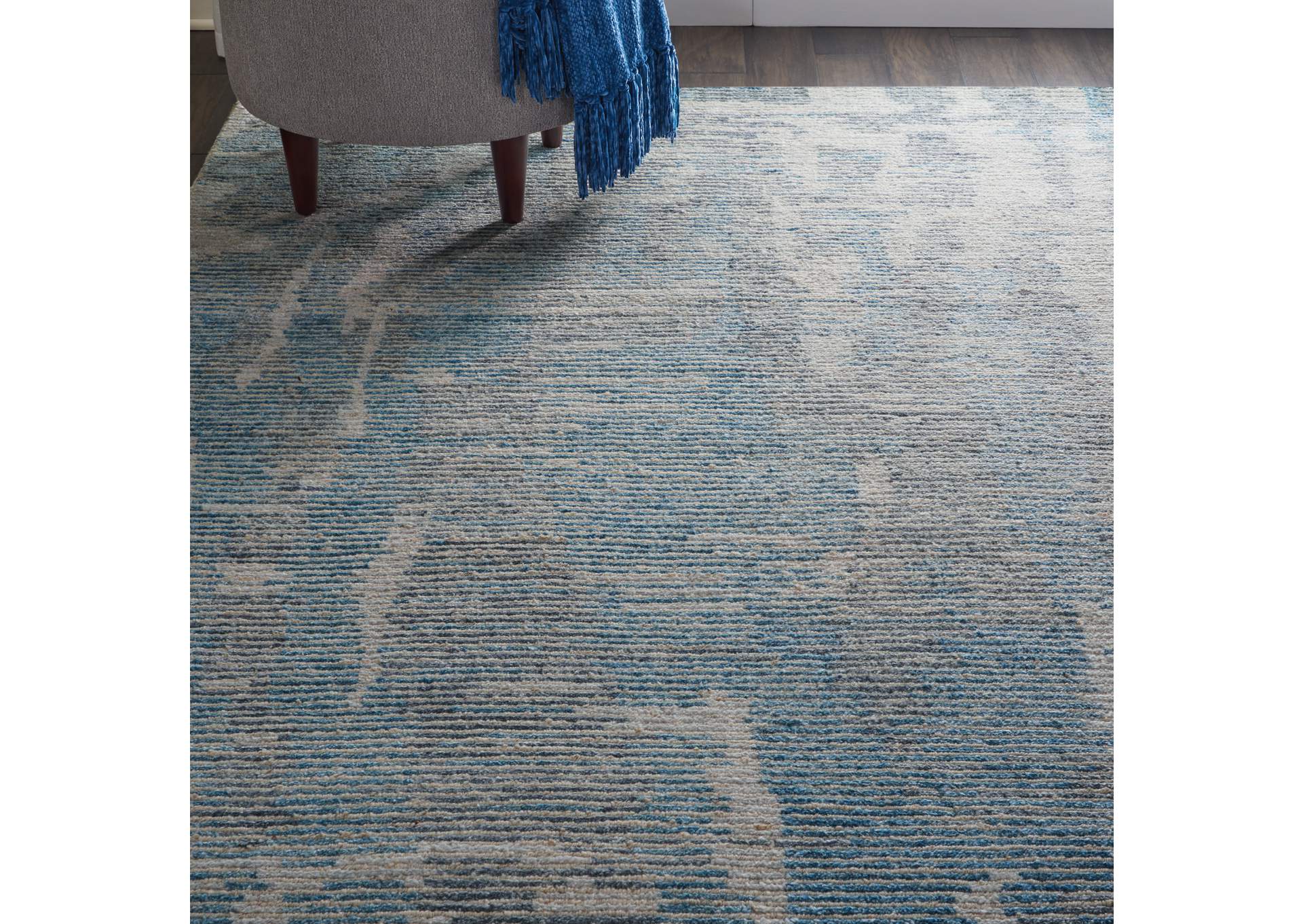 Nourison Ellora ELL01 Blue and Grey 5'x8' Modern Area Rug,Nourison