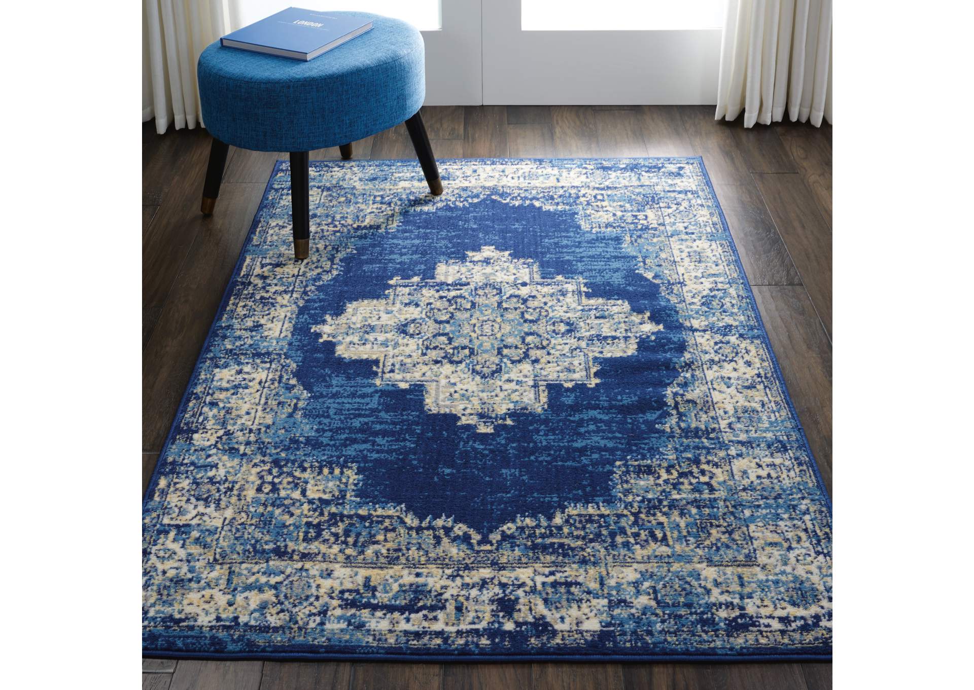 Nourison Grafix GRF14 Blue 4'x6' Area Rug,Nourison