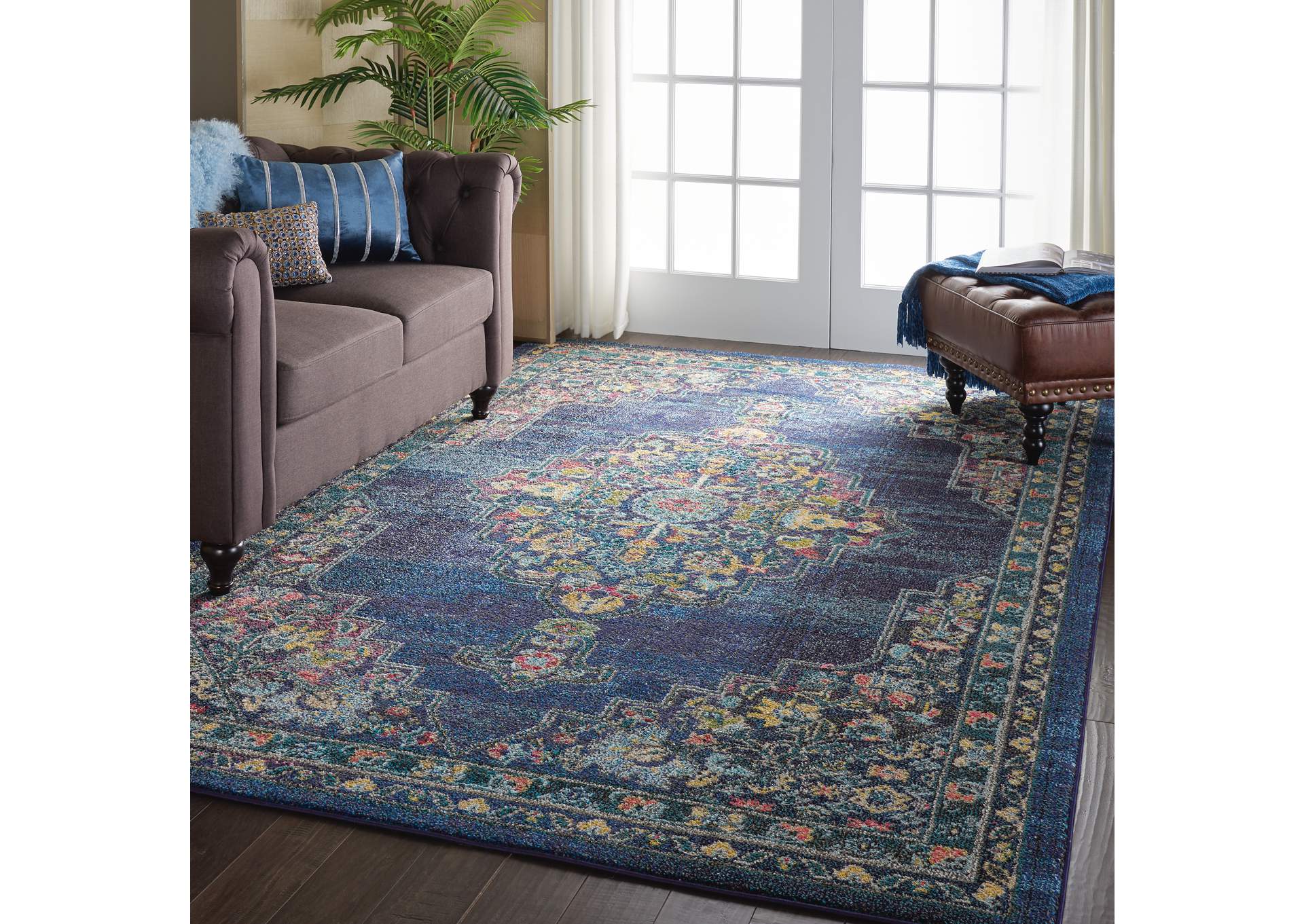 Nourison Passionate PST01 Dark Blue Multicolor 7'x10' Large Rug,Nourison