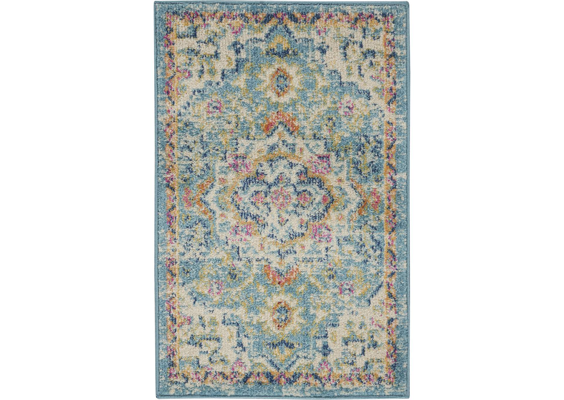 Nourison Passion 2' x 3' Ivory, Light Blue Bohemian Area Rug,Nourison