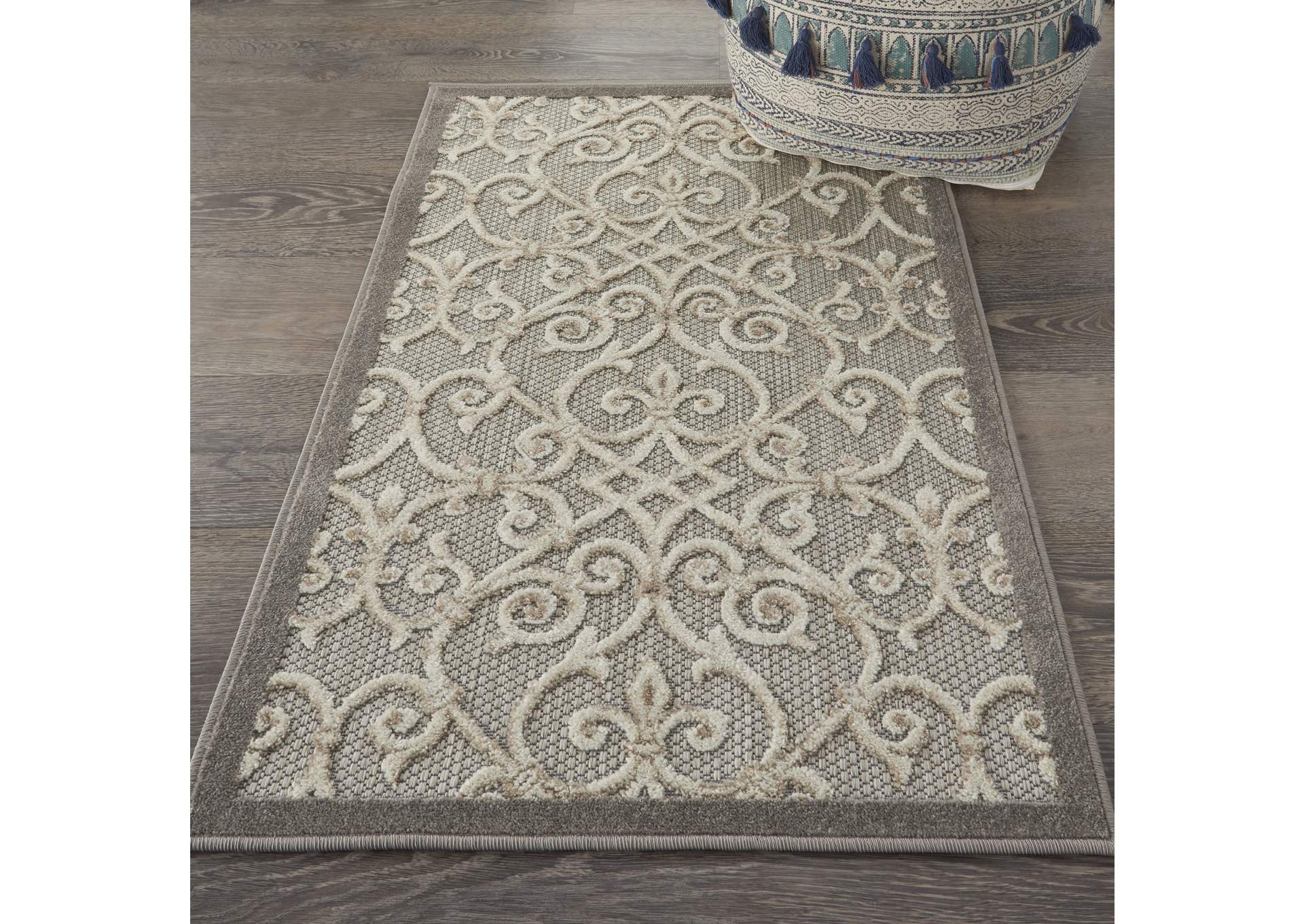 Nourison Aloha 3'x4' Grey Patio Area Rug,Nourison