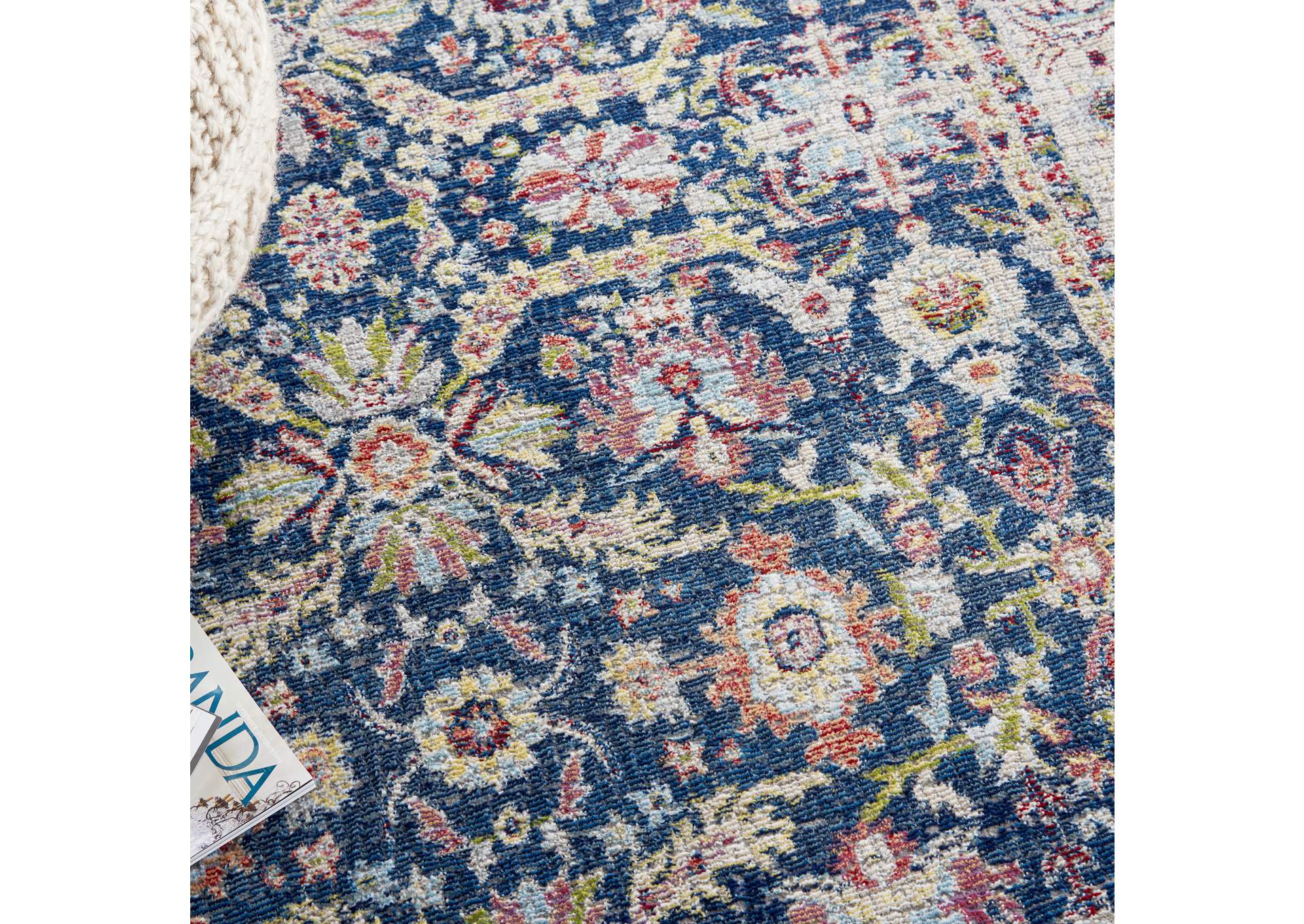 Nourison Ankara Global ANR13 Navy Blue Multicolor 4'x6' Persian Area Rug,Nourison