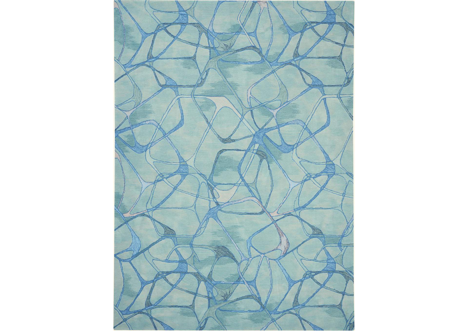 Nourison Symmetry SMM05 Aqua 9'x12' Oversized Textured Rug,Nourison