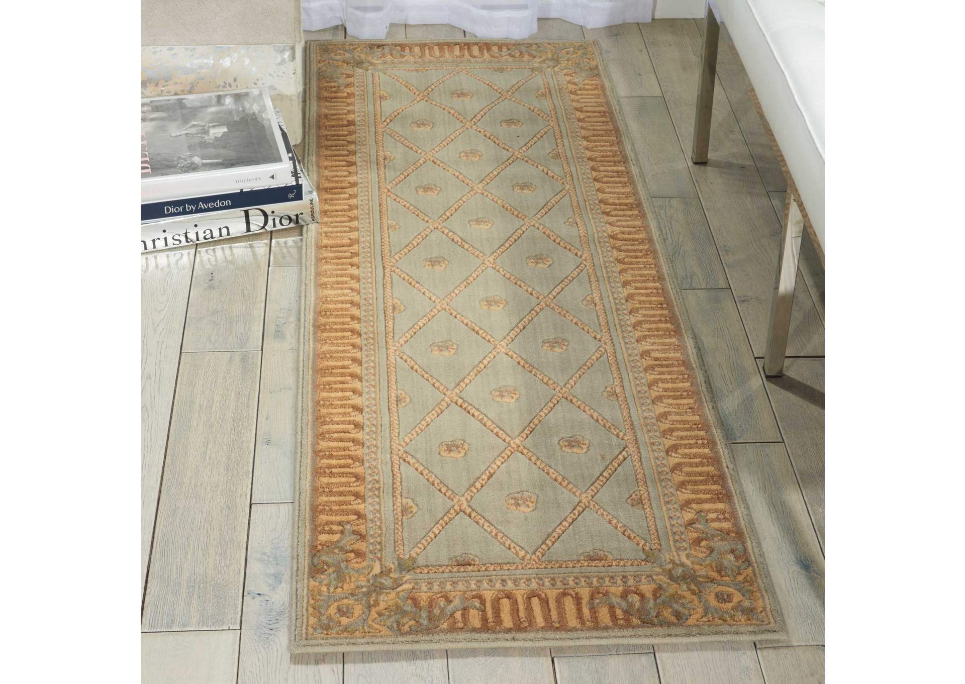 Nourison Ashton House AS03 Blue 8' Runner Hallway Rug,Nourison