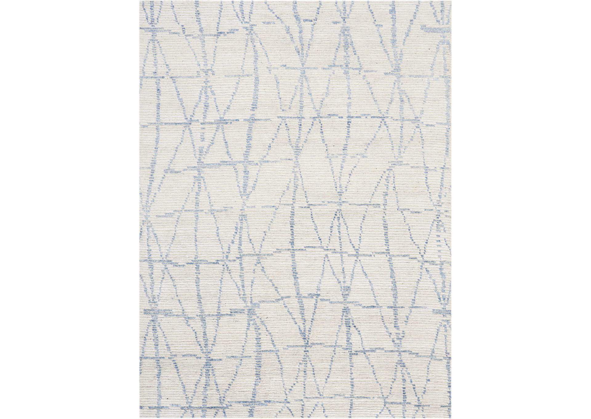 Nourison Ellora ELL02 Ivory and Blue 6'x8' Modern Area Rug,Nourison