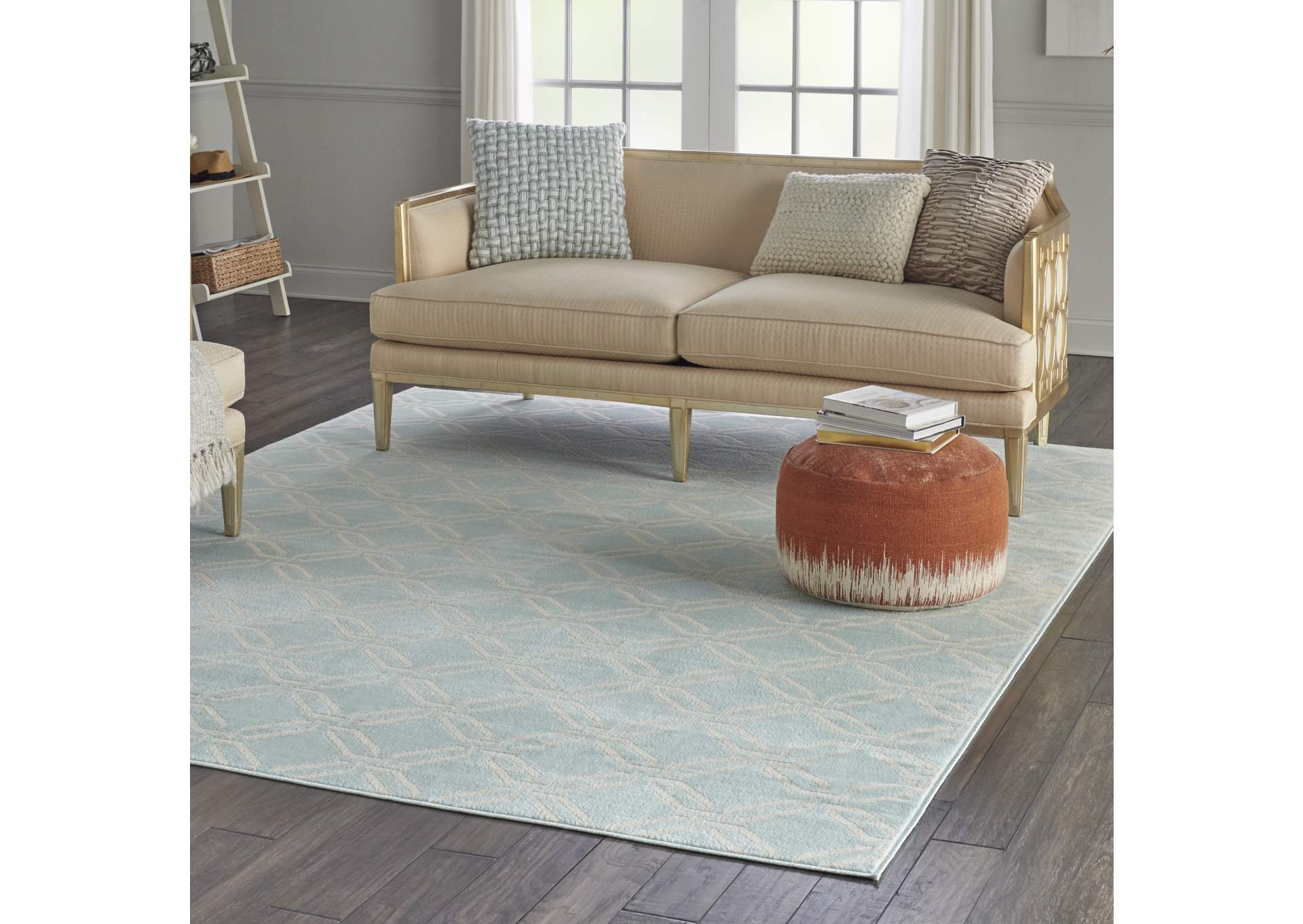 Nourison Jubilant JUB17 Aqua 8'x10' Large Low-pile Rug,Nourison