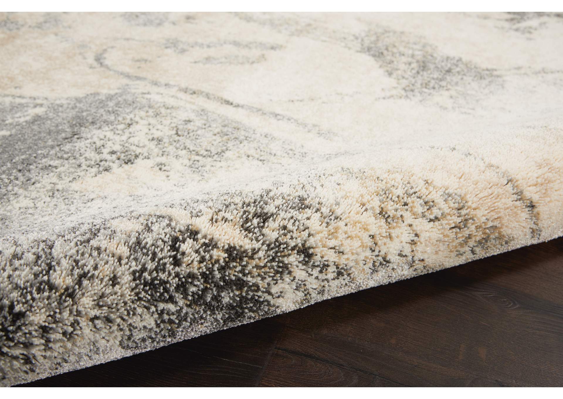 Nourison Fusion FSS16 Beige and Grey 5'x7' Low-pile Shag Area Rug,Nourison