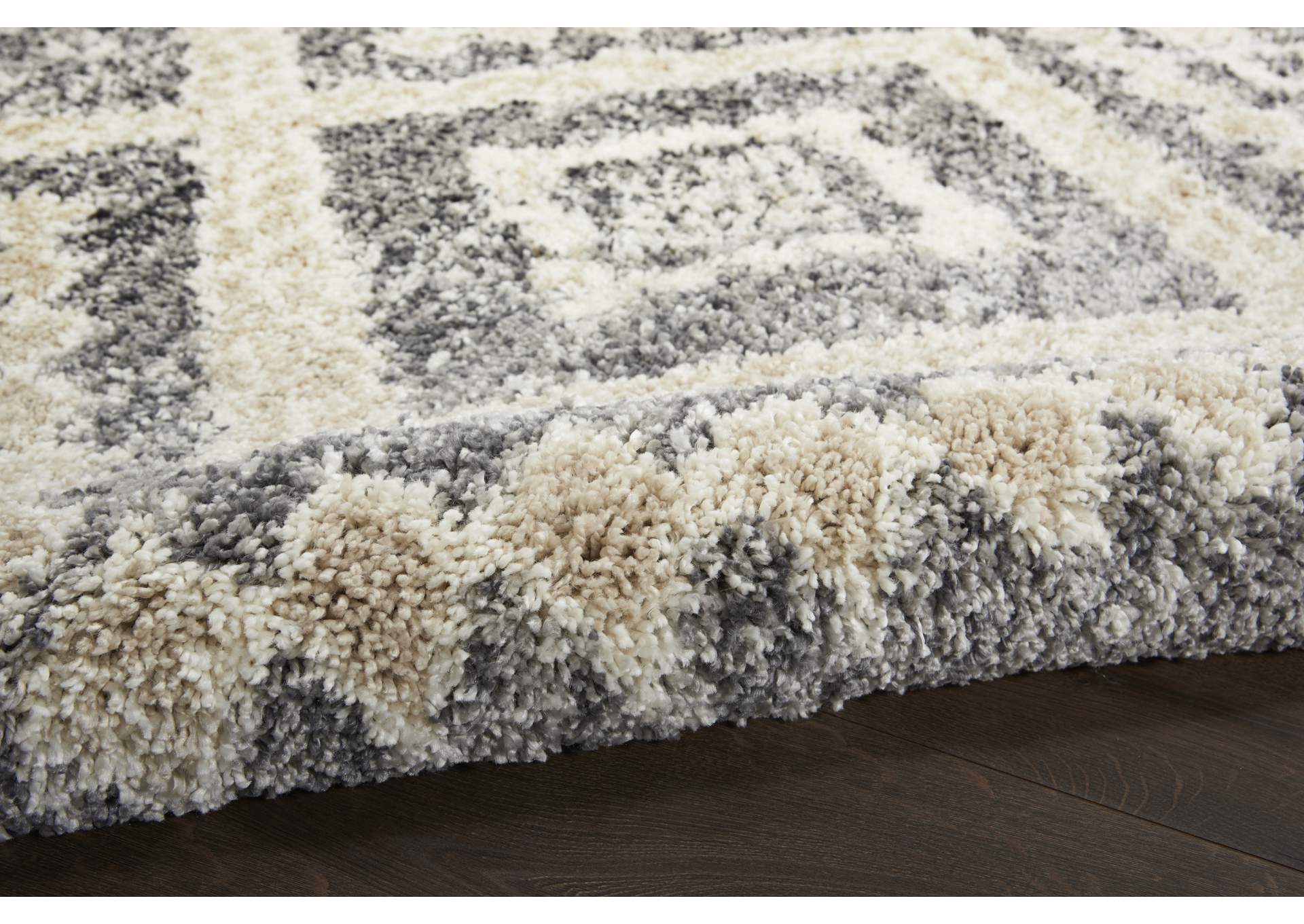 Nourison Oslo Shag OSL02 5'x8' Charcoal Grey Scandinavian Shag Rug,Nourison