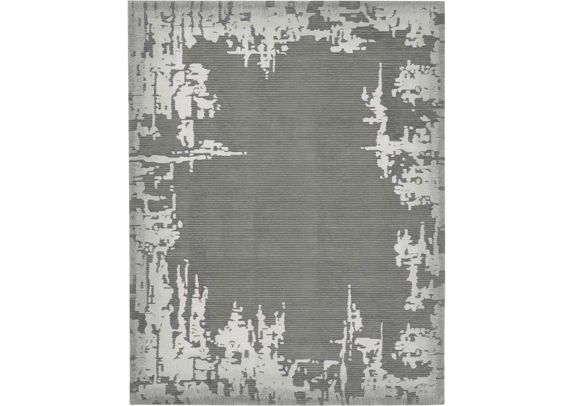 Nourison Symmetry SMM02 Ivory and Grey 8'x10' Large Textured Rug,Nourison
