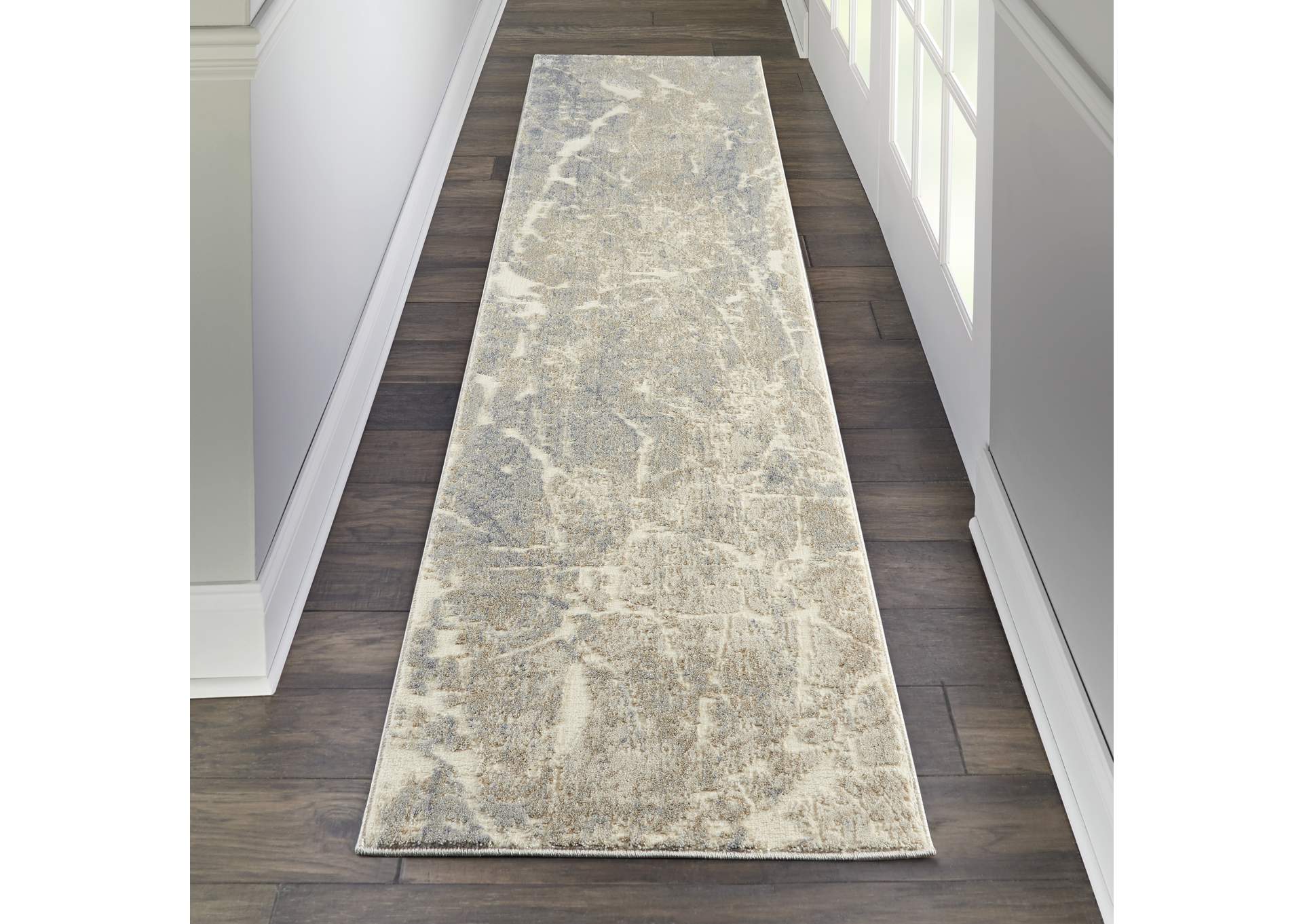 kathy ireland Home Sahara KI393 Beige and Ivory 8' Runner Hallway Rug,Nourison