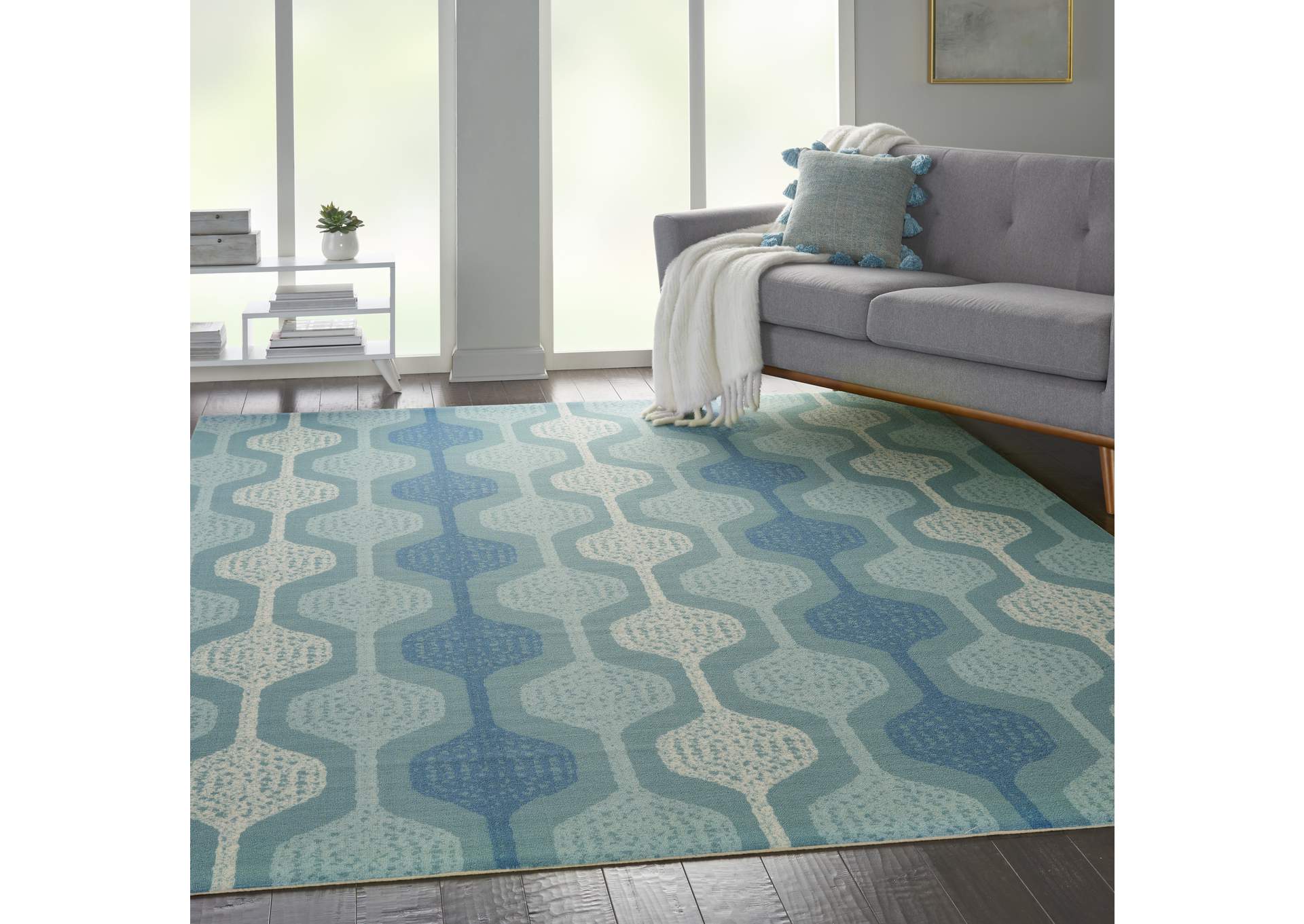 Waverly Sun N Shade SND70 Blue 8'x11' Oversized Indoor-outdoor Rug,Nourison