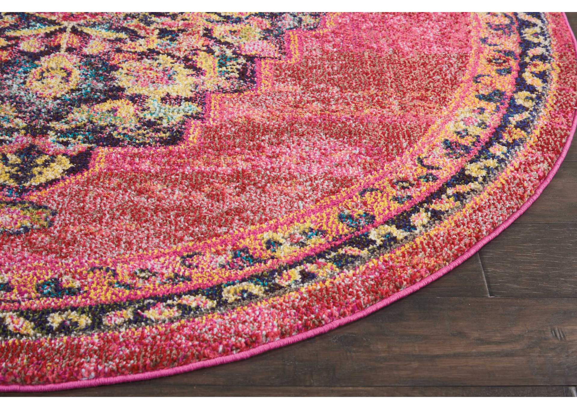 Nourison Passionate PST01 Pink Multicolor 8' Round Large Rug,Nourison