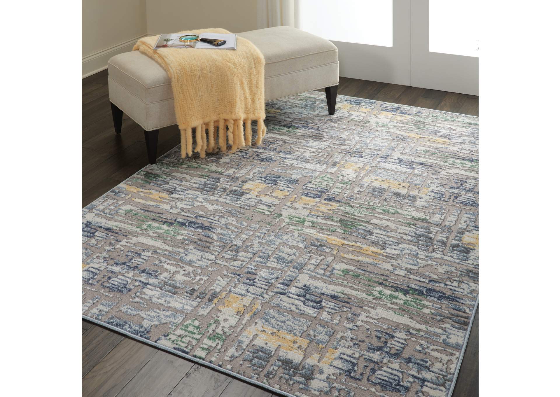 Nourison Urban Chic URC01 Grey Multicolor 5'x8' Abstract Area Rug,Nourison