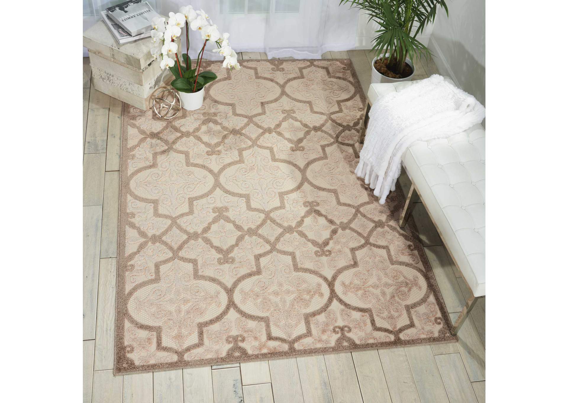 Nourison Aloha ALH14 Beige 10'x13' Oversized Indoor-outdoor Rug,Nourison