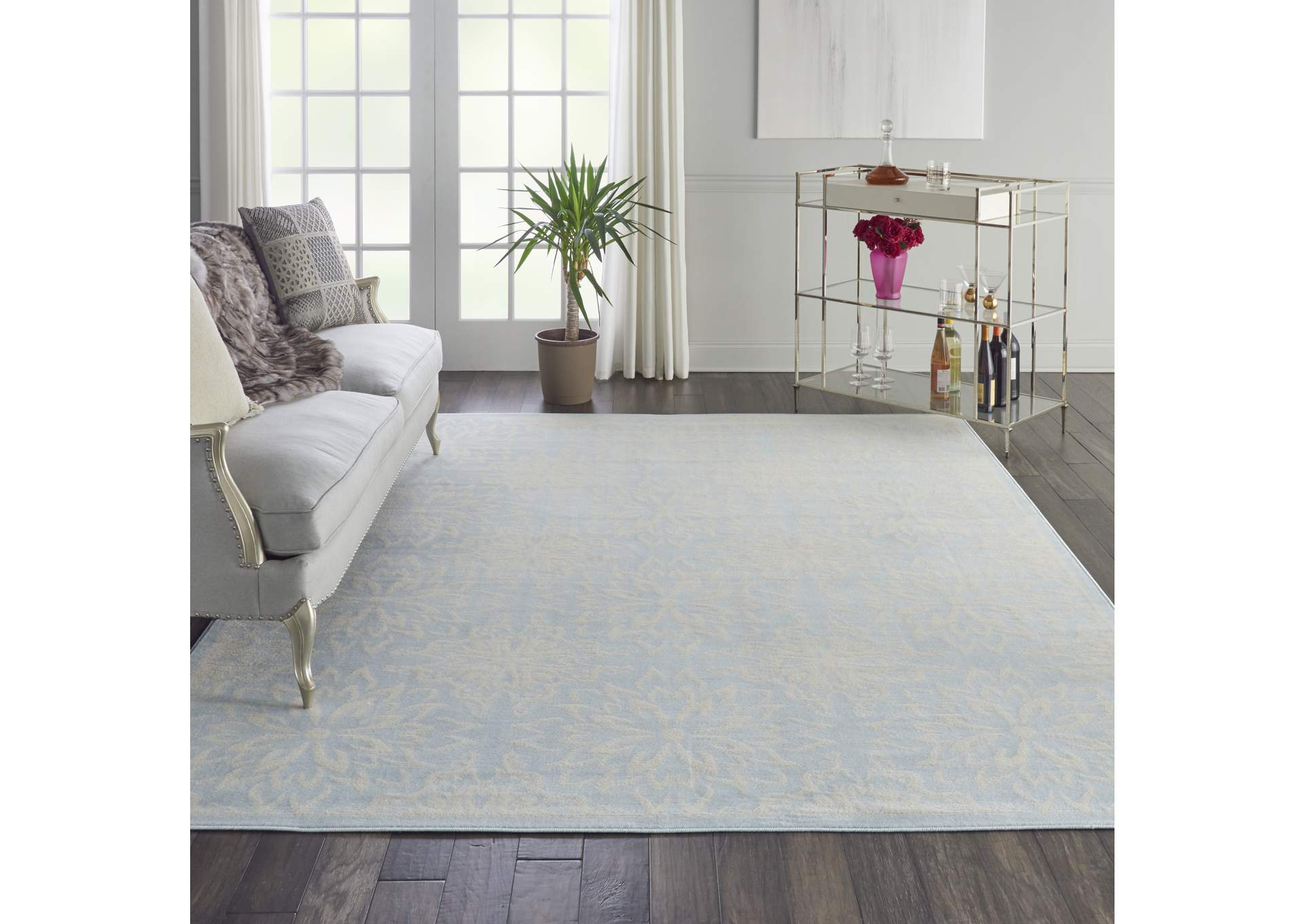 Nourison Jubilant JUB06 Light Blue 8'x10' Large Low-pile Rug,Nourison