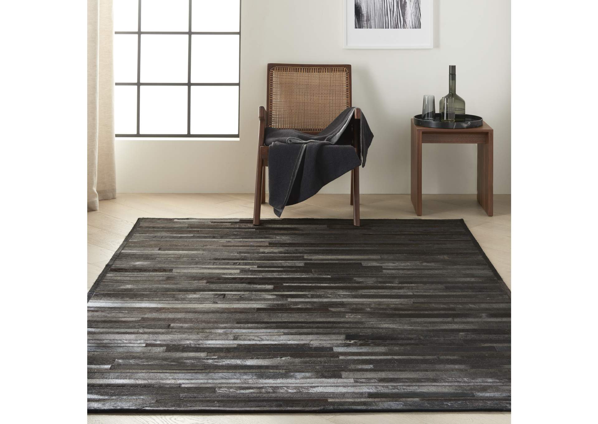 Calvin Klein Home Prairie PRA1 Black 6'x8' Area Rug,Nourison