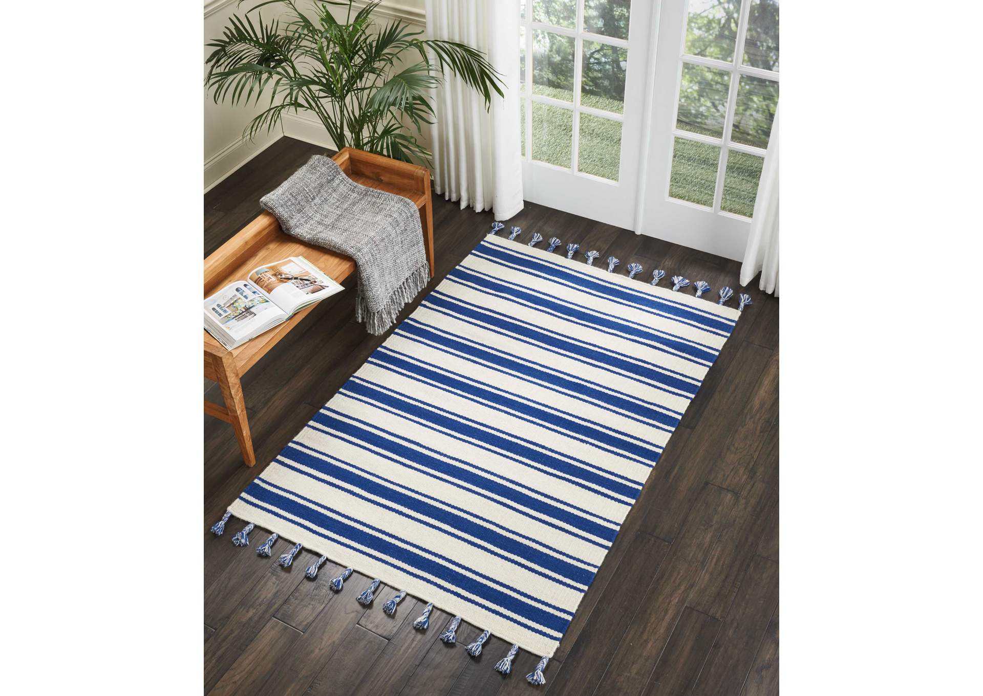 Nourison Rio Vista DST01 Dark Blue and White 4'x7' Area Rug,Nourison