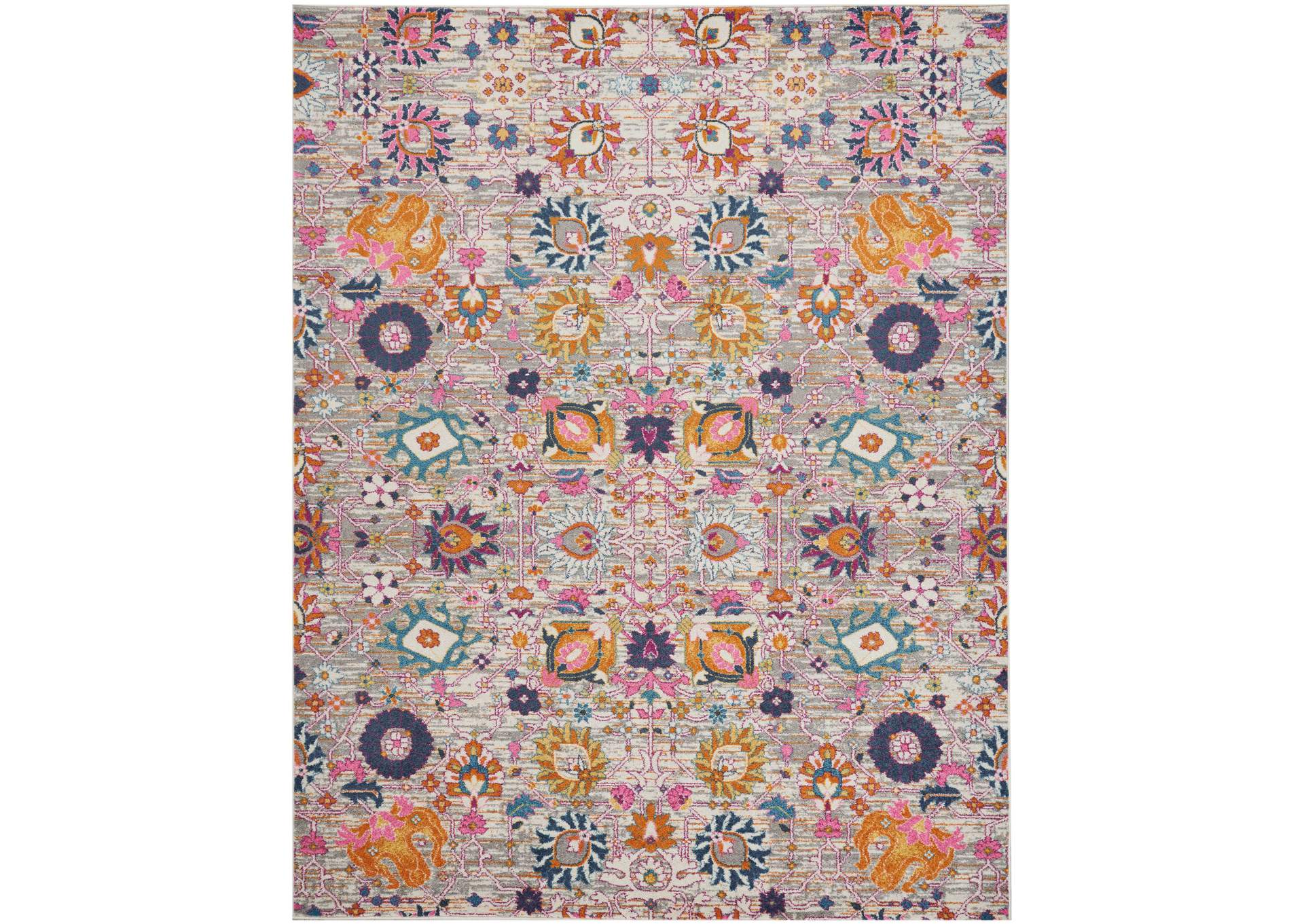 Nourison Passion PSN01 Pink and Grey 8'x10' Large Rug,Nourison