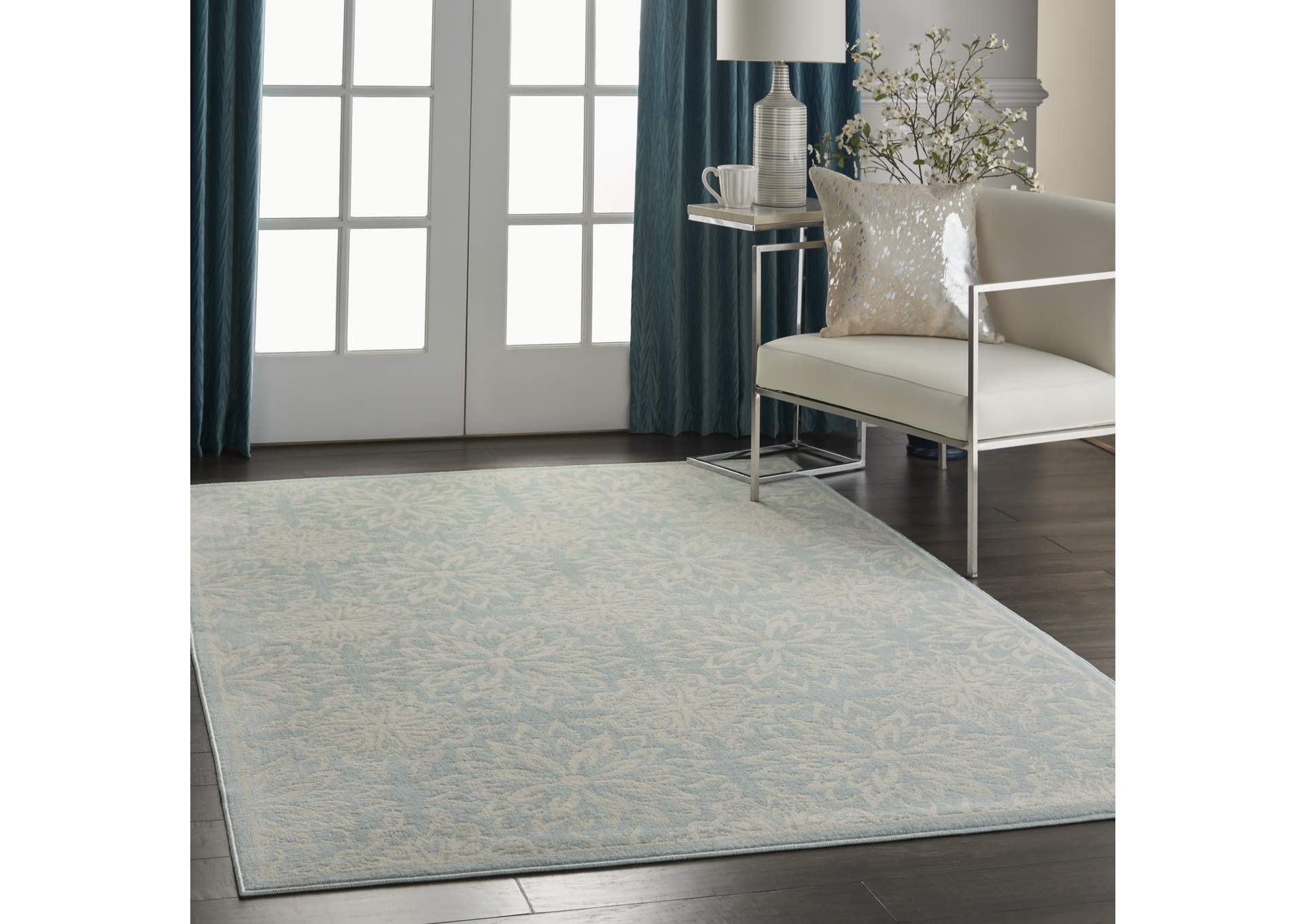 Nourison Jubilant JUB06 Aqua 5'x7' Beach Area Rug,Nourison
