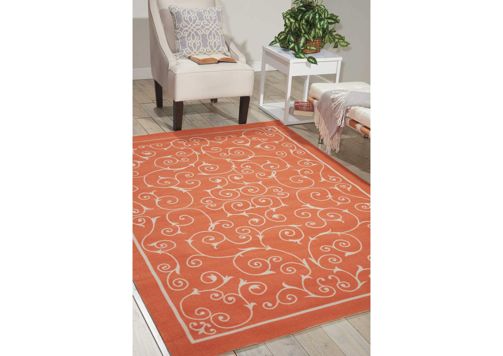 Nourison Home & Garden RS019 Orange 5'x8' Area Rug,Nourison