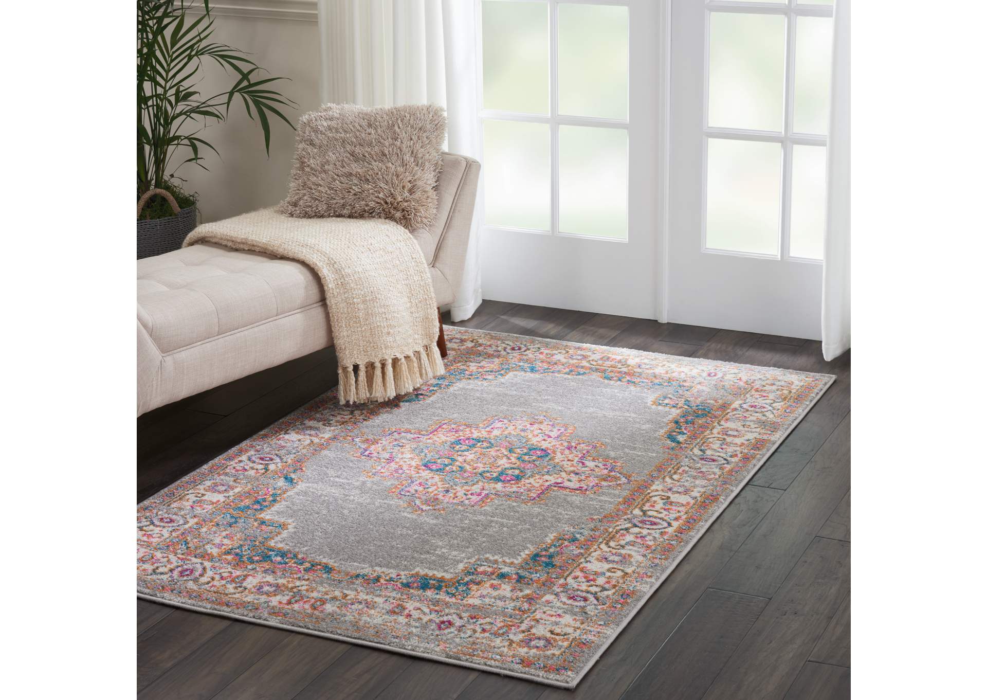 Nourison Passion PSN03 Grey 4'x6' Vintage Area Rug,Nourison