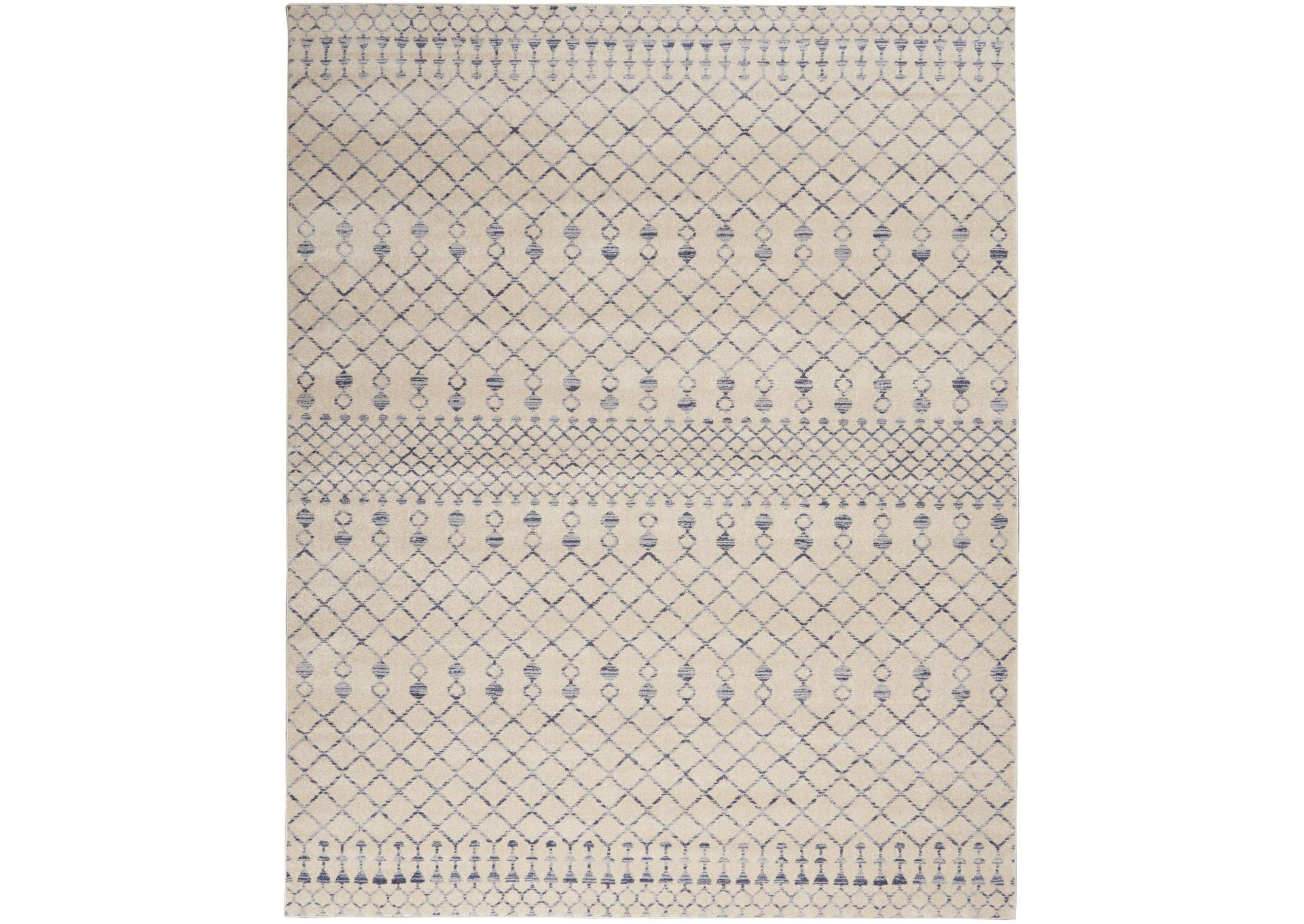 Nourison Palermo 8' x 10" Beige and Blue Distressed Bohemian Area Rug,Nourison