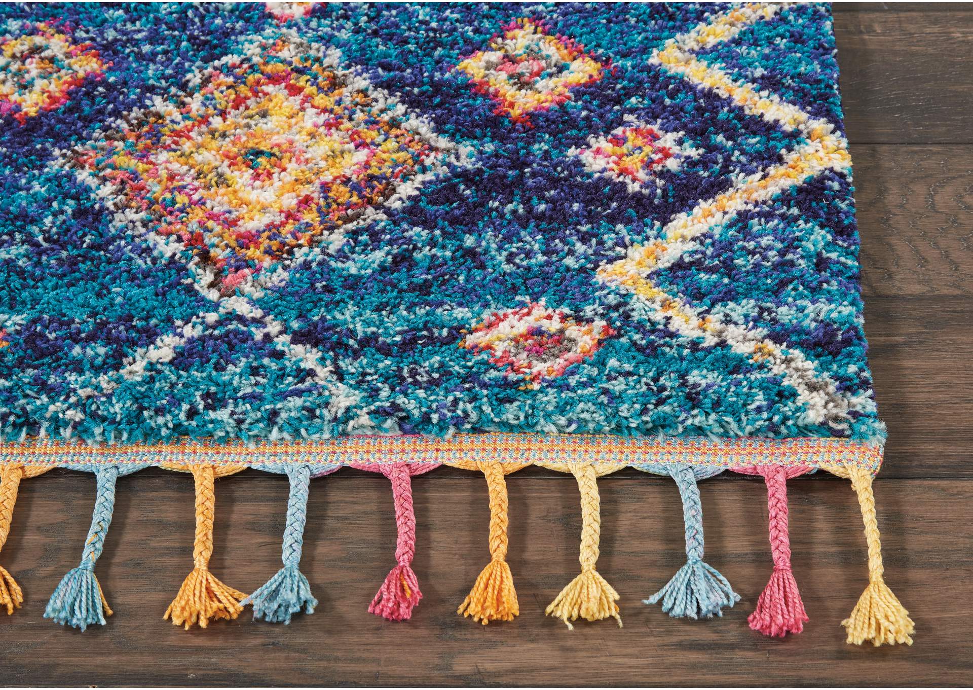 Nourison Nomad NMD05 Dark Blue Multicolor 6' Runner Hallway Rug,Nourison