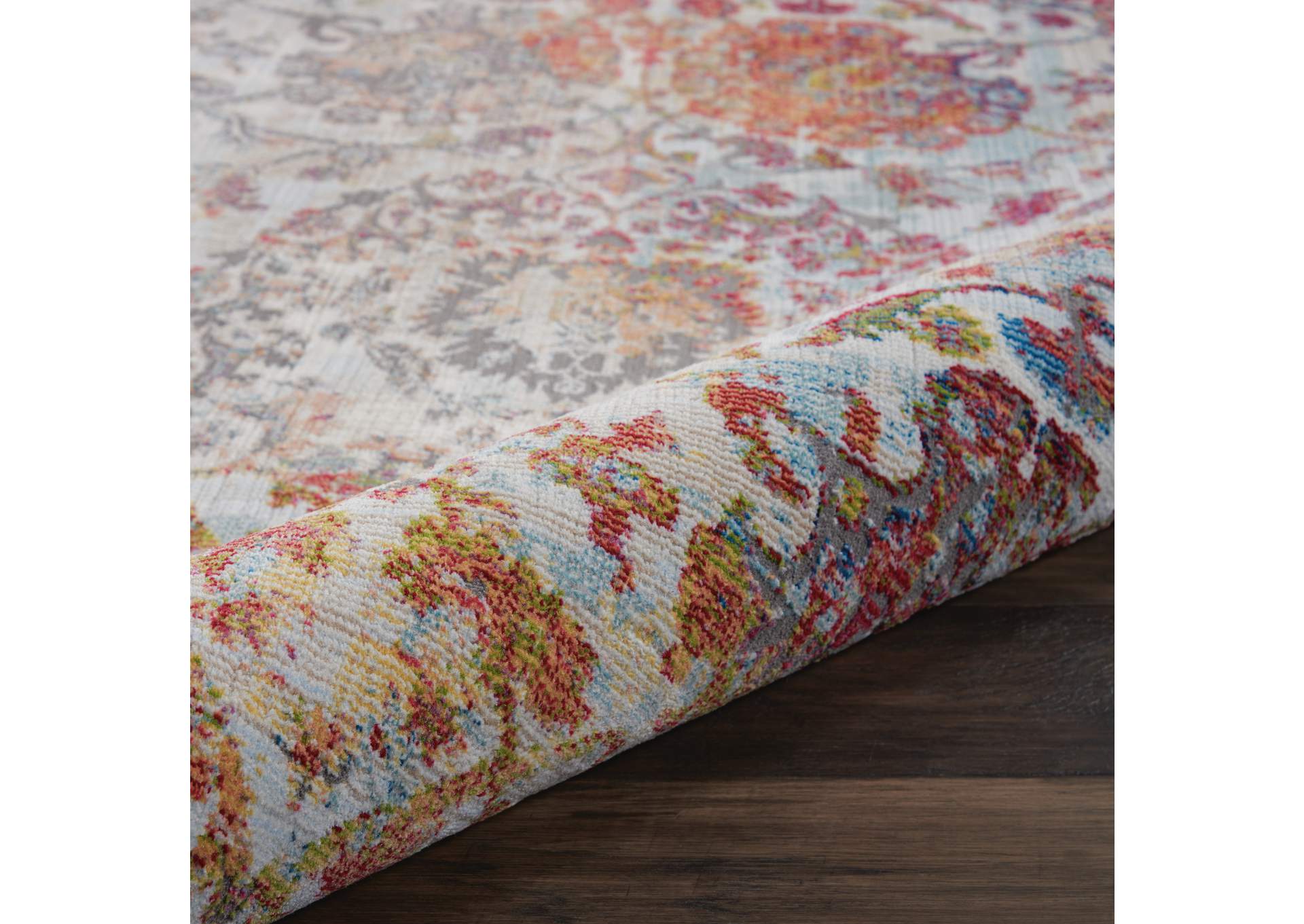 Nourison Ankara Global ANR06 White and Orange 9'x12' Oversized Low-pile Rug,Nourison